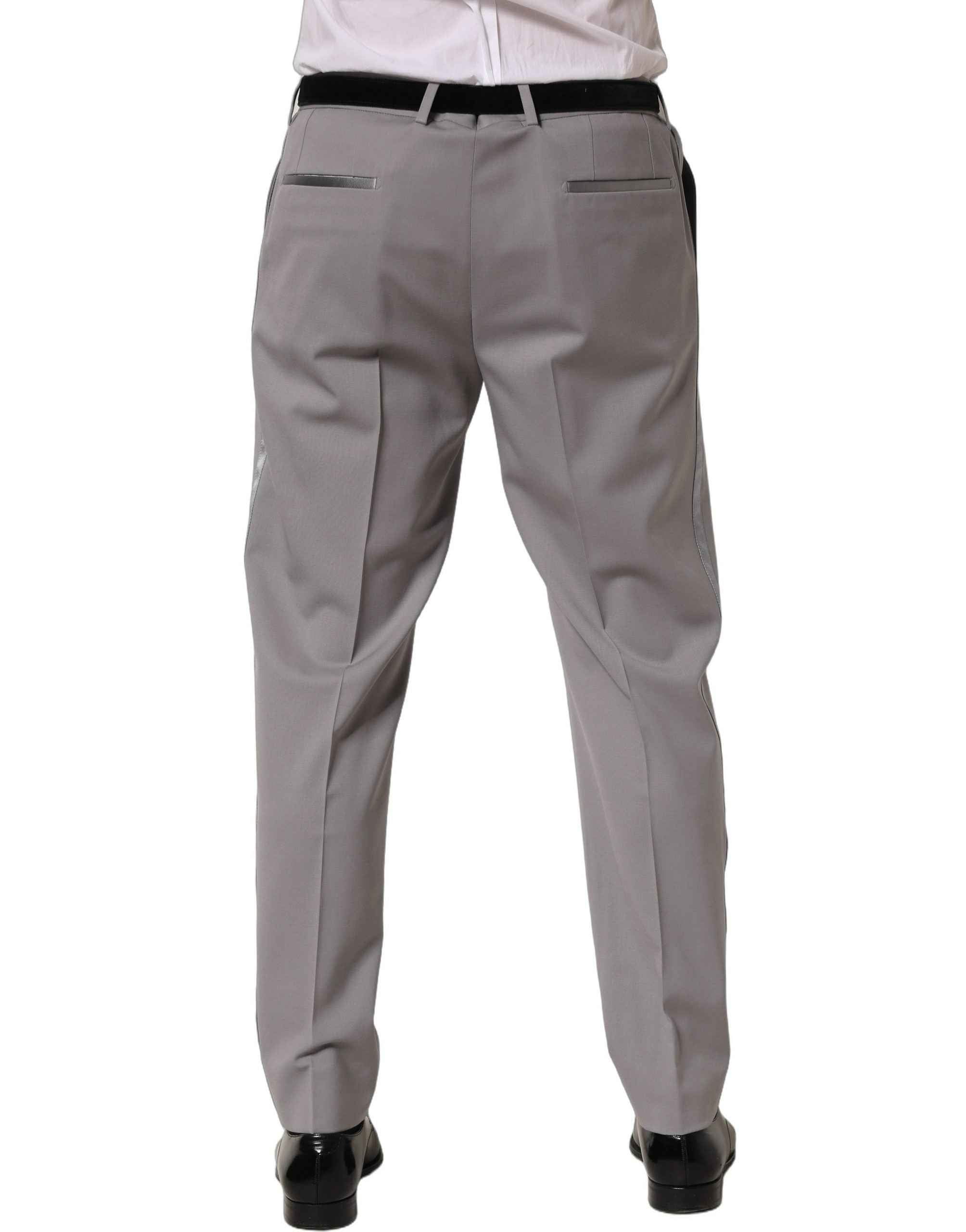Dolce & Gabbana Gray Wool Tapered Men Dress Trouser Pants