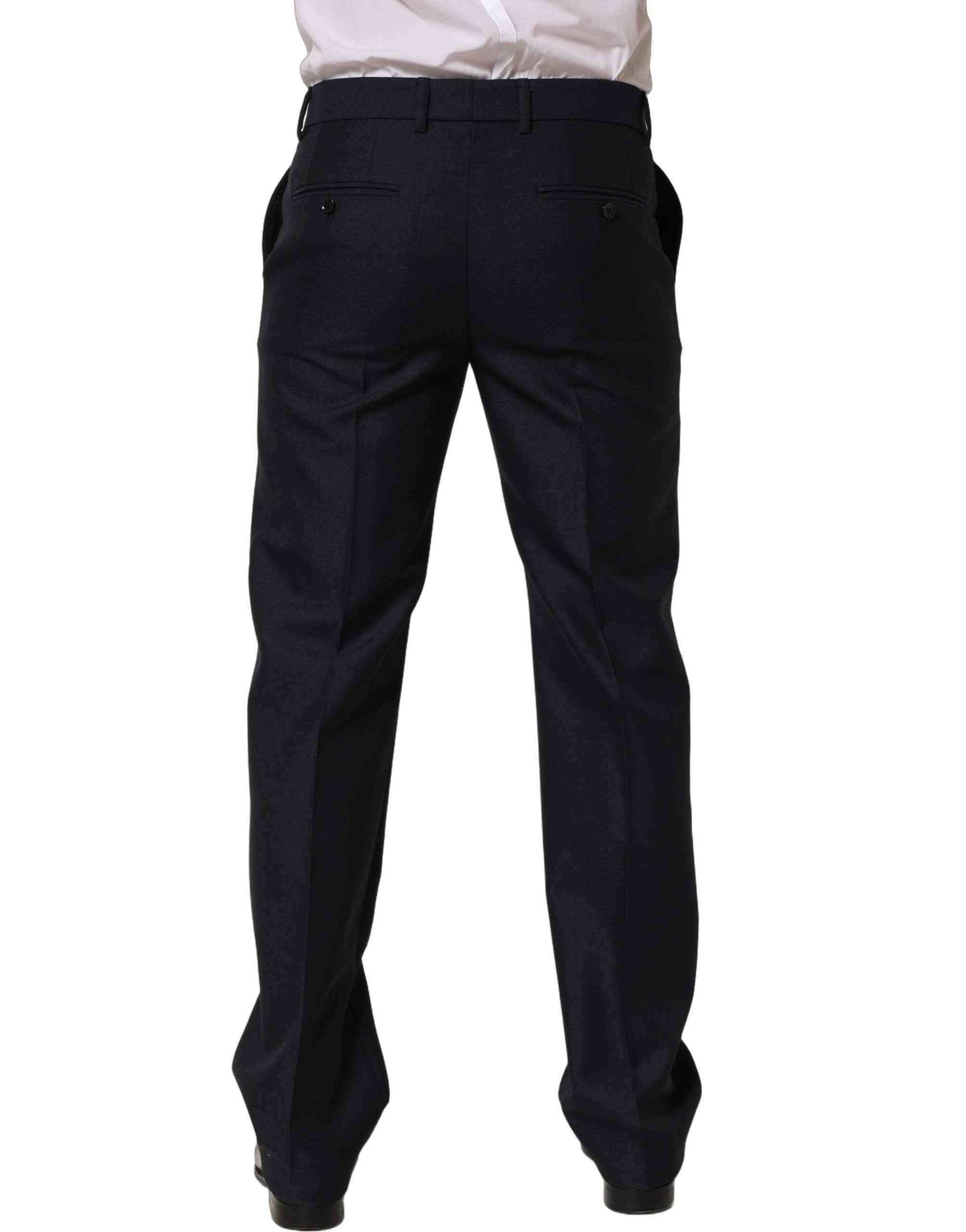 Dolce & Gabbana Black Wool Tapered Leg Dress Trouser Pants