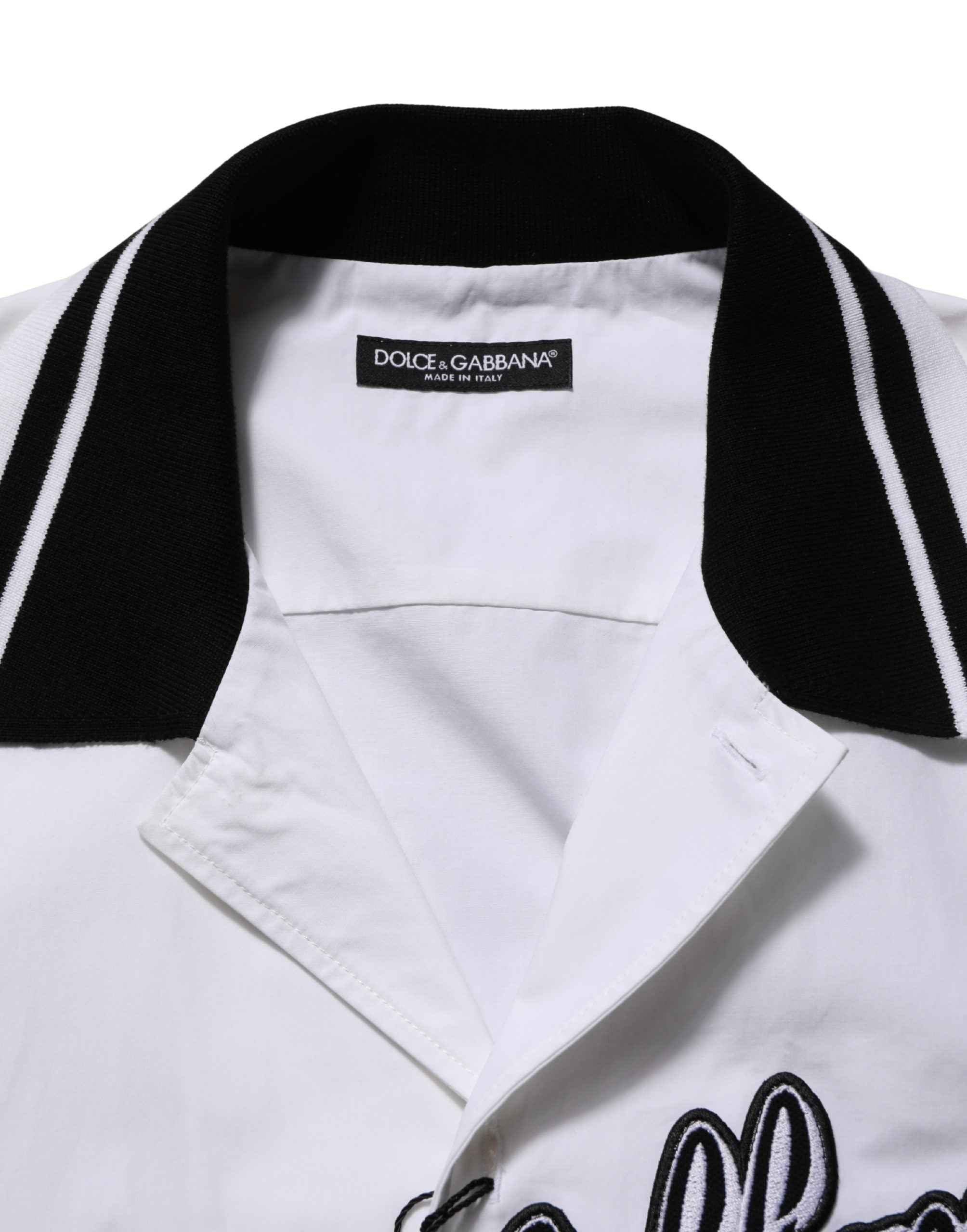 Dolce & Gabbana White LogoPatch Cotton Baseball Casual Shirt