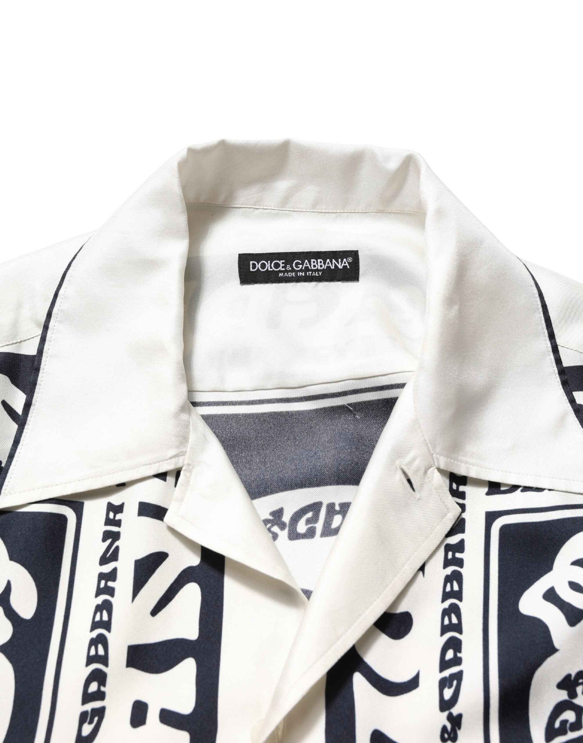 Dolce & Gabbana Black White Logo Bandana Short Sleeves Shirt