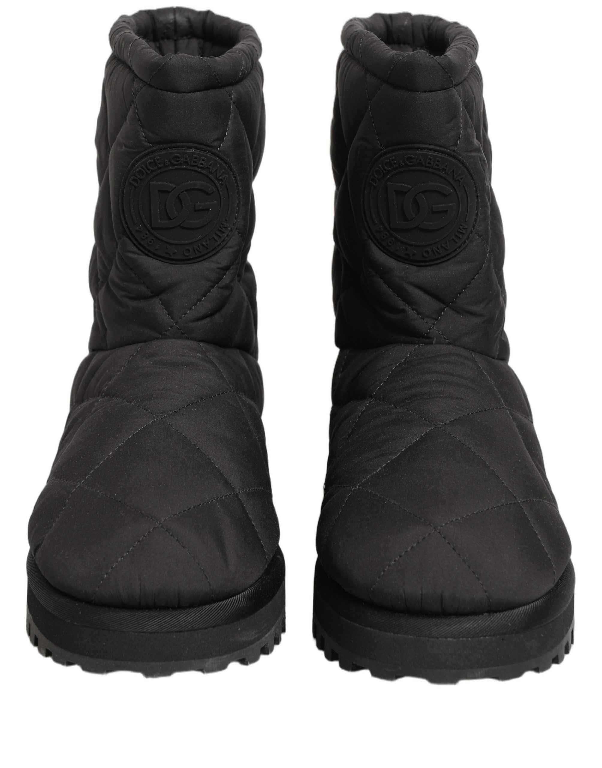 Dolce & Gabbana Black Quilted Effect Mid Calf Boots Shoes