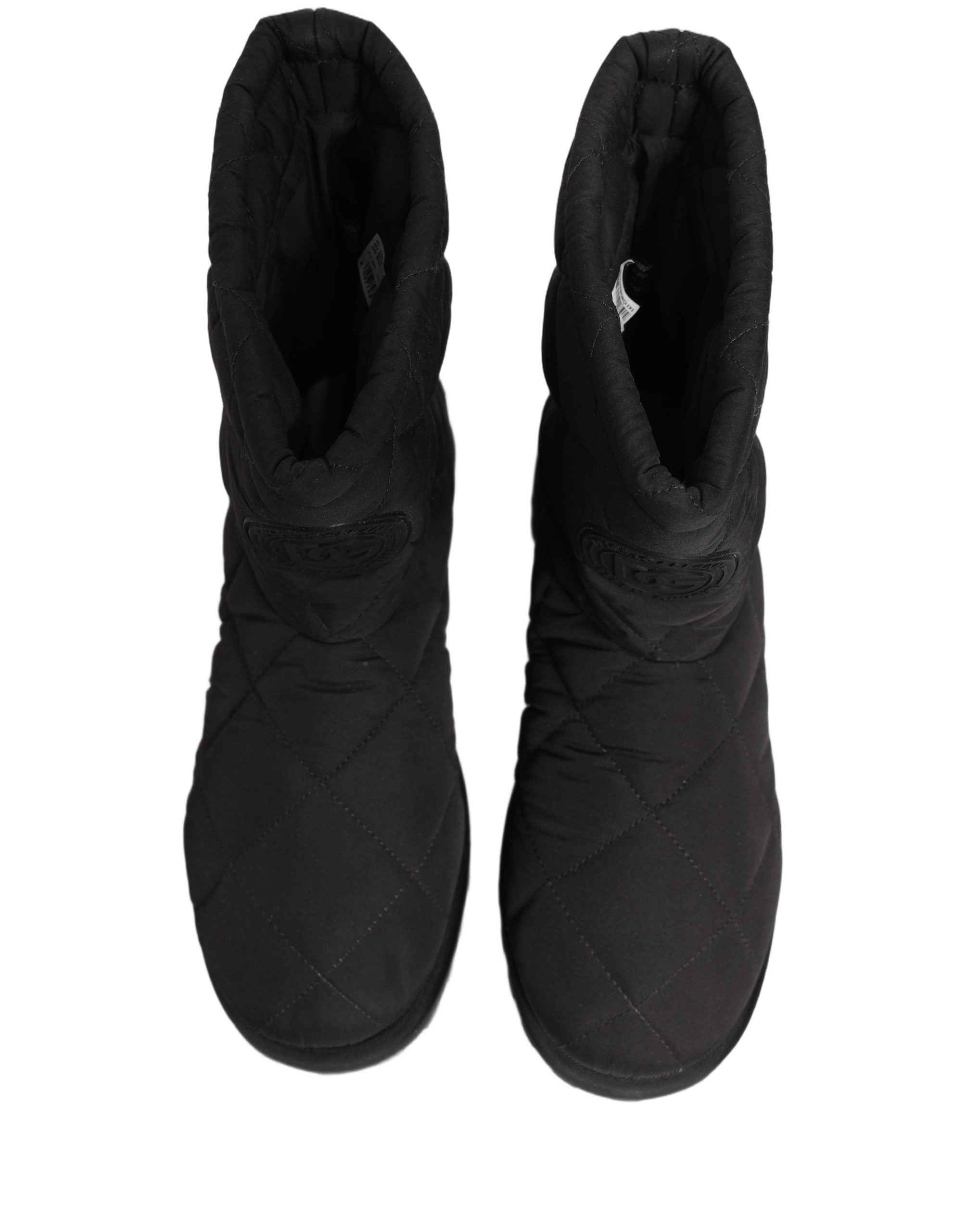 Dolce & Gabbana Black Quilted Effect Mid Calf Boots Shoes