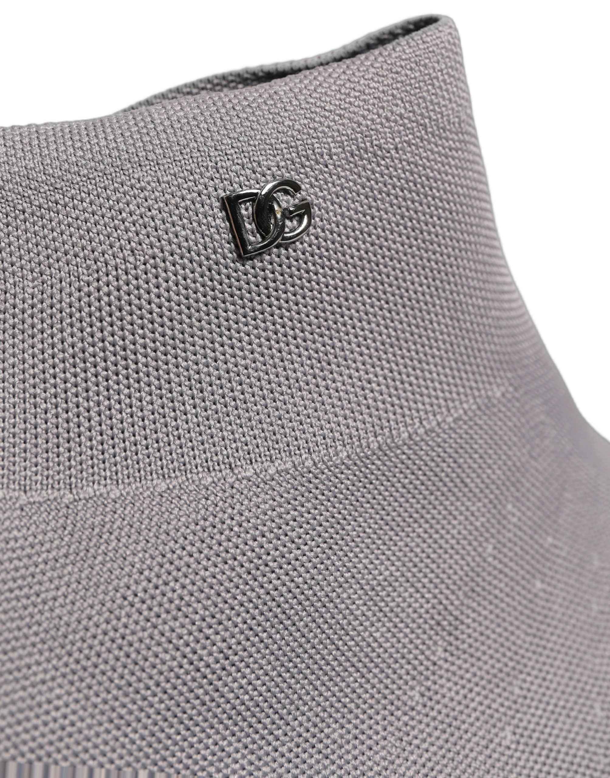 Dolce & Gabbana Gray Stretch Mesh Men Ankle Boots Shoes