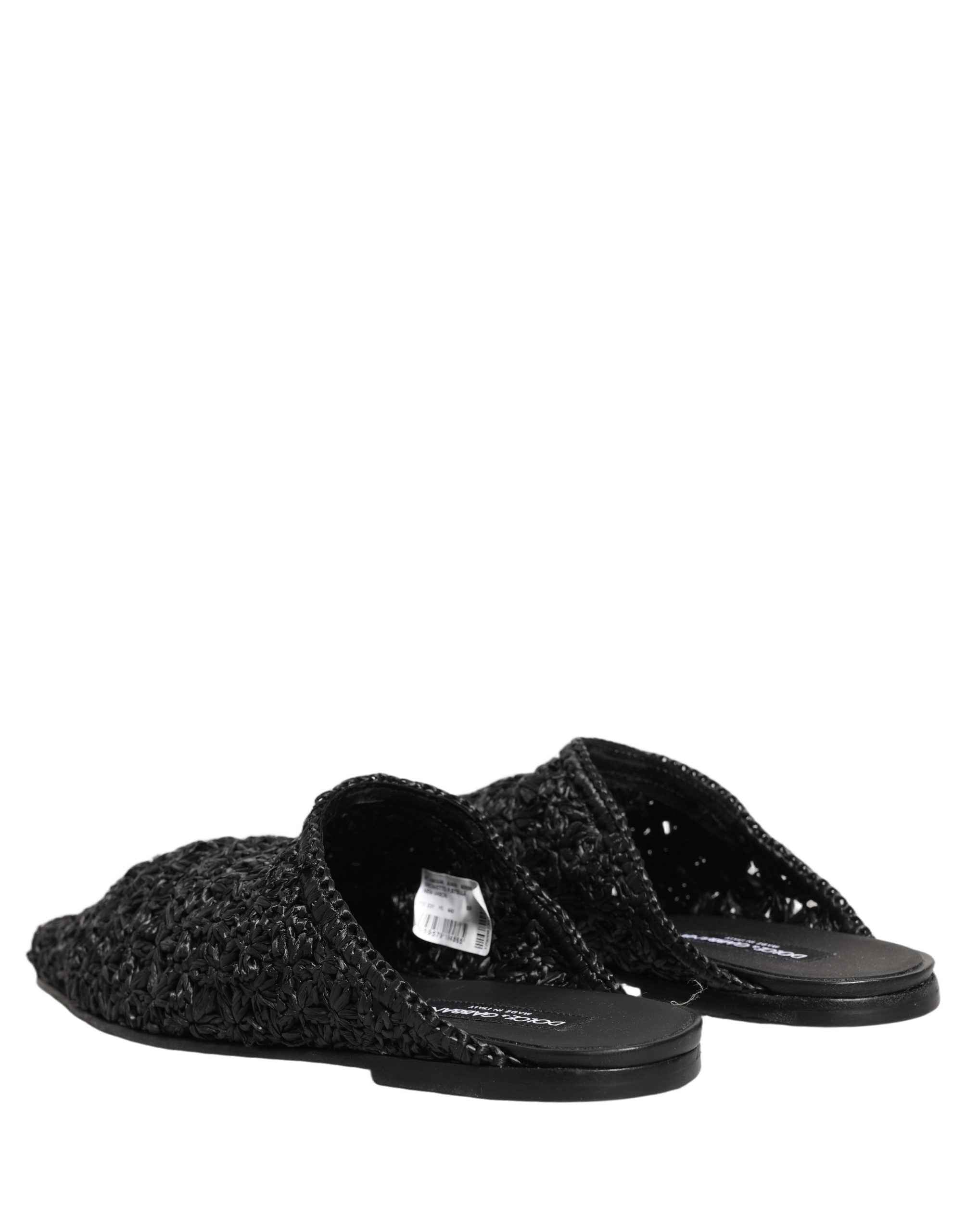 Dolce & Gabbana Black Mules Slides Slippers Men Flats Shoes