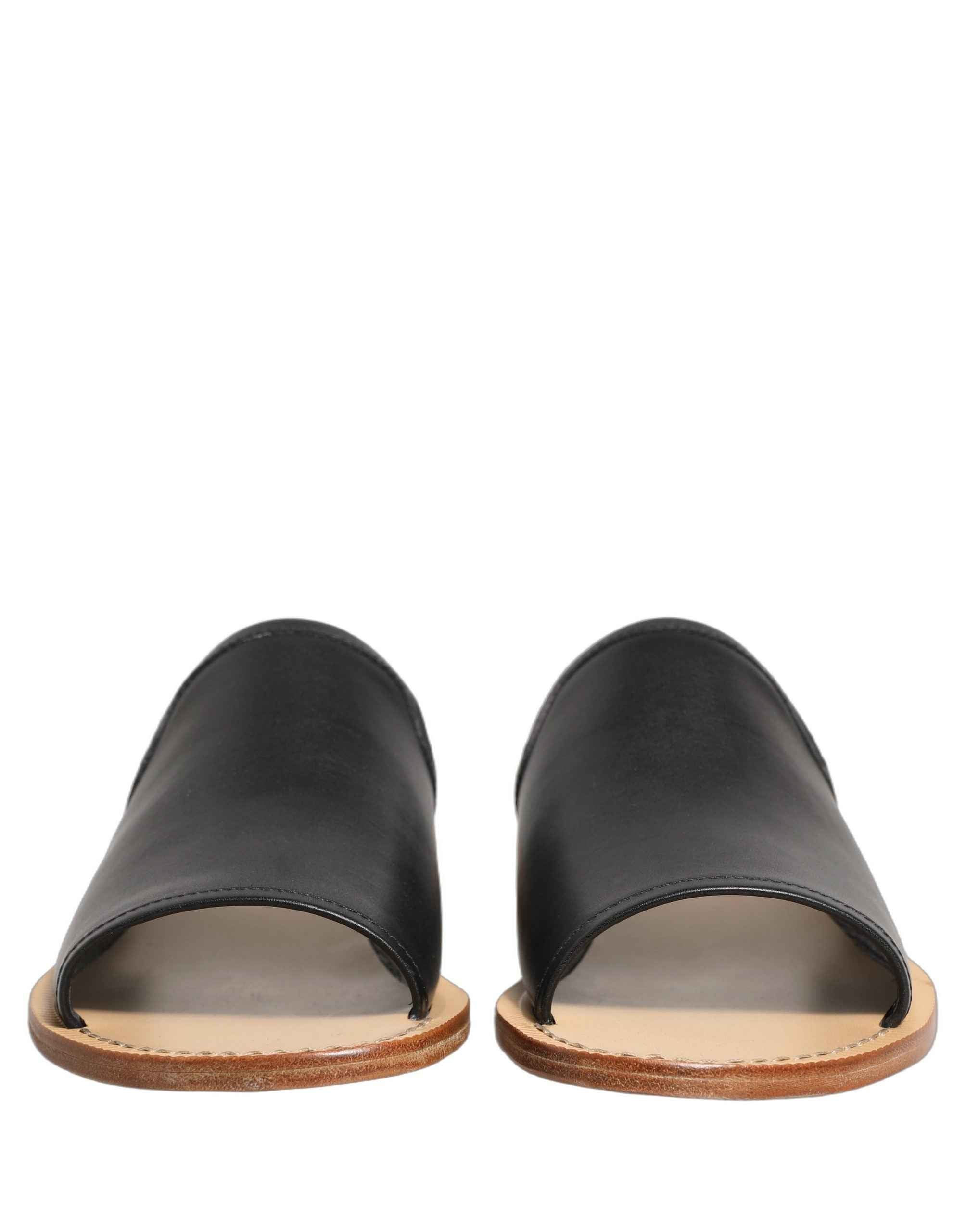 Dolce & Gabbana Brown Leather Slides Sandals Flats Men Shoes