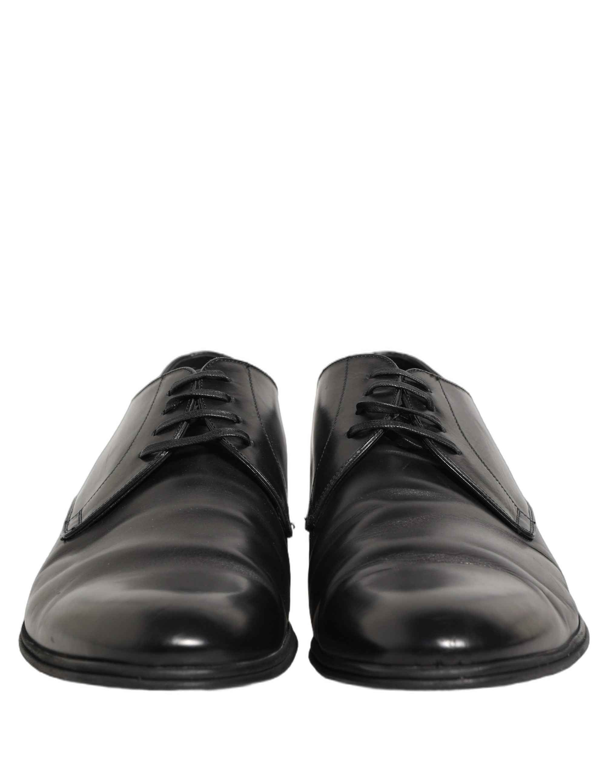 Dolce & Gabbana Black Leather Men Derby Dress Formal Shoes