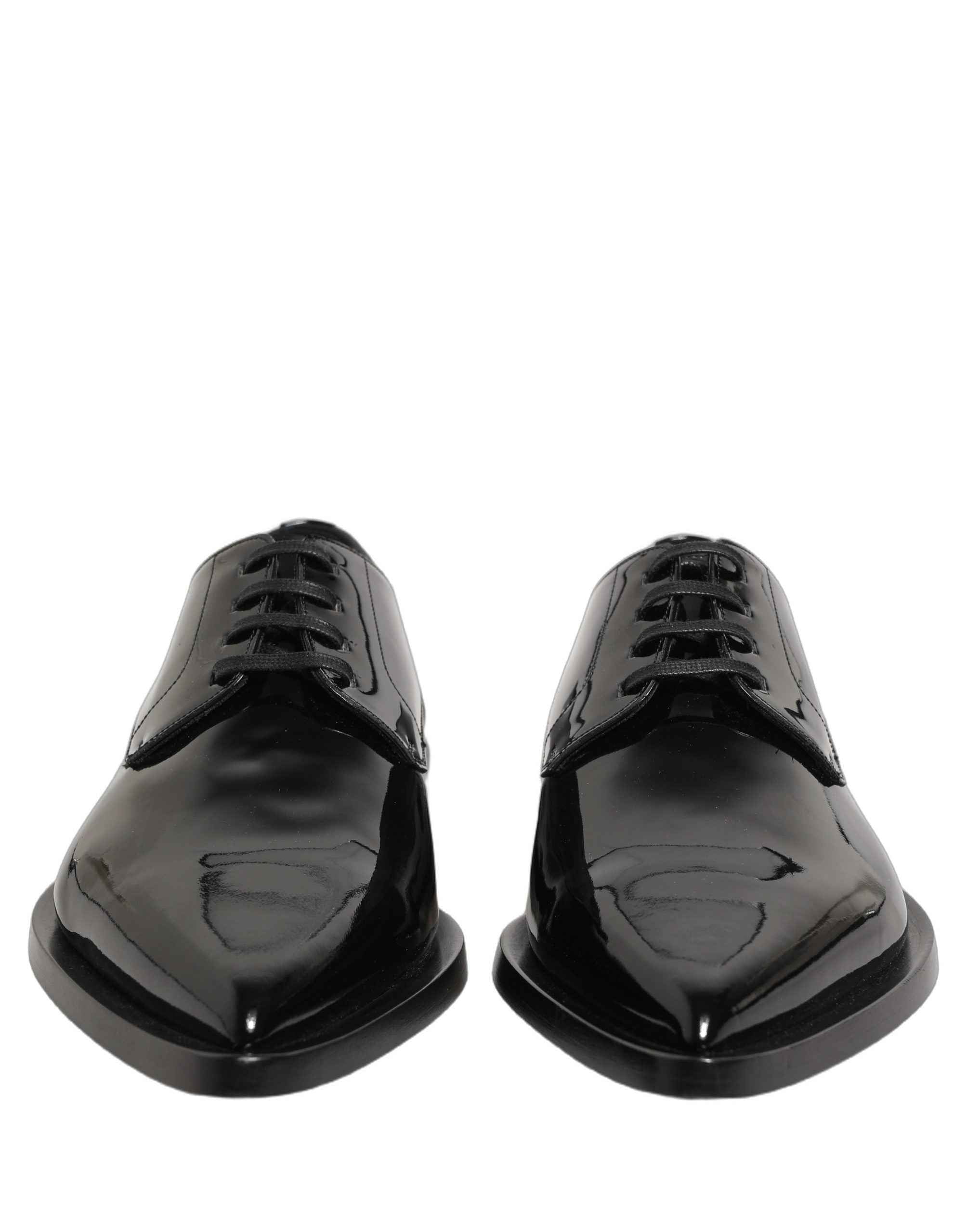 Dolce & Gabbana Black Leather Men Derby Dress Formal Shoes