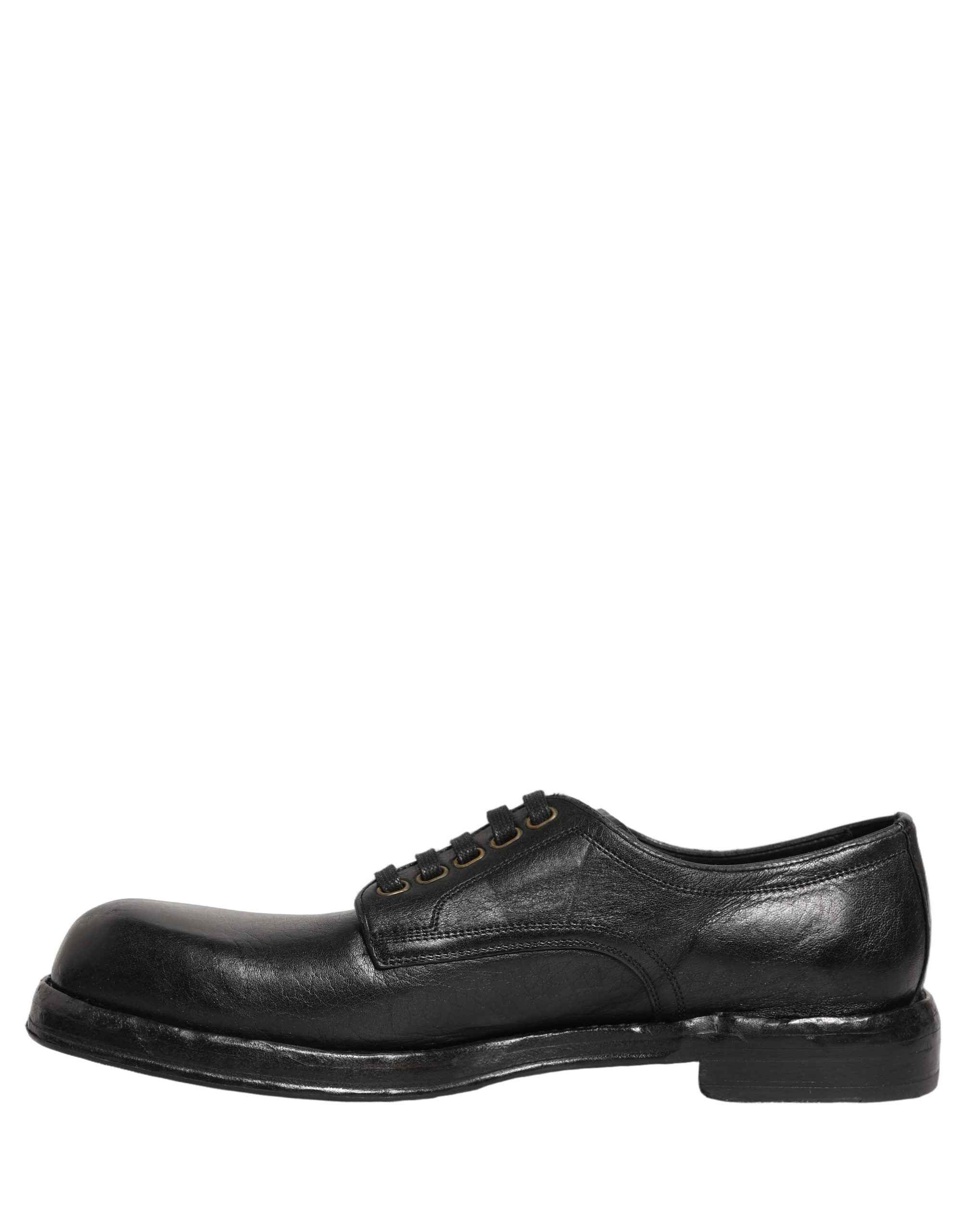 Dolce & Gabbana Black Leather Lace Up Derby Dress Men Shoes