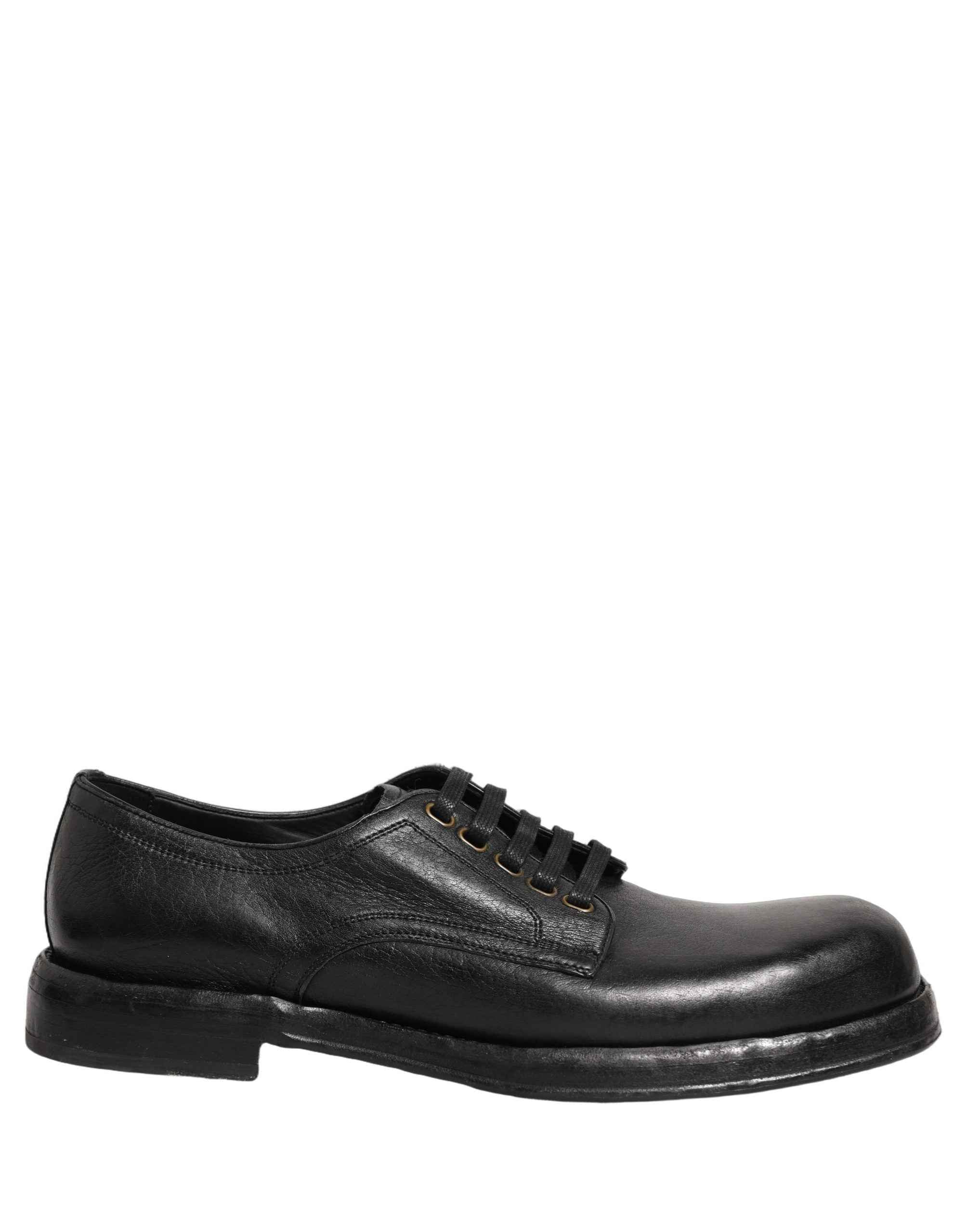 Dolce & Gabbana Black Leather Lace Up Derby Dress Men Shoes