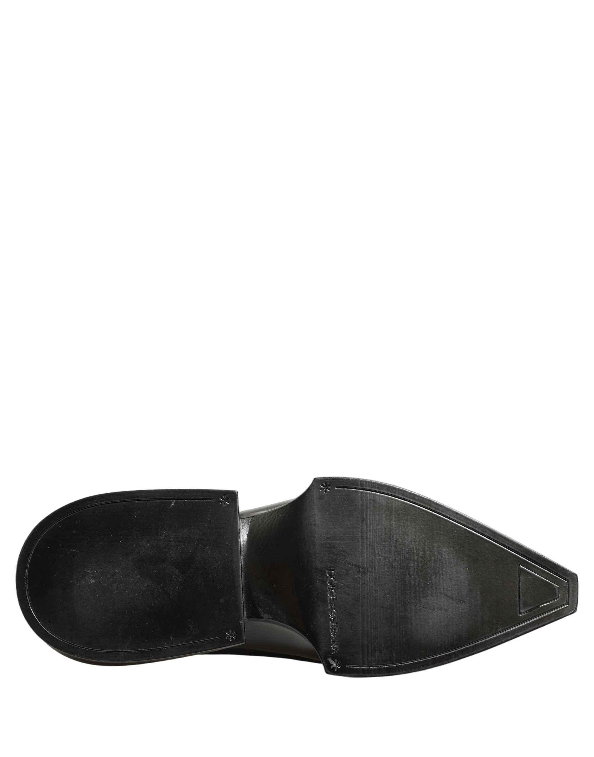 Dolce & Gabbana Dress Shiny Black Slip On Plastic Dress Shoes