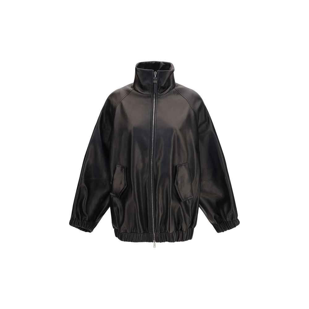 Brunello Cucinelli Black Lamb Ovis Aries Aries Leather Jacket