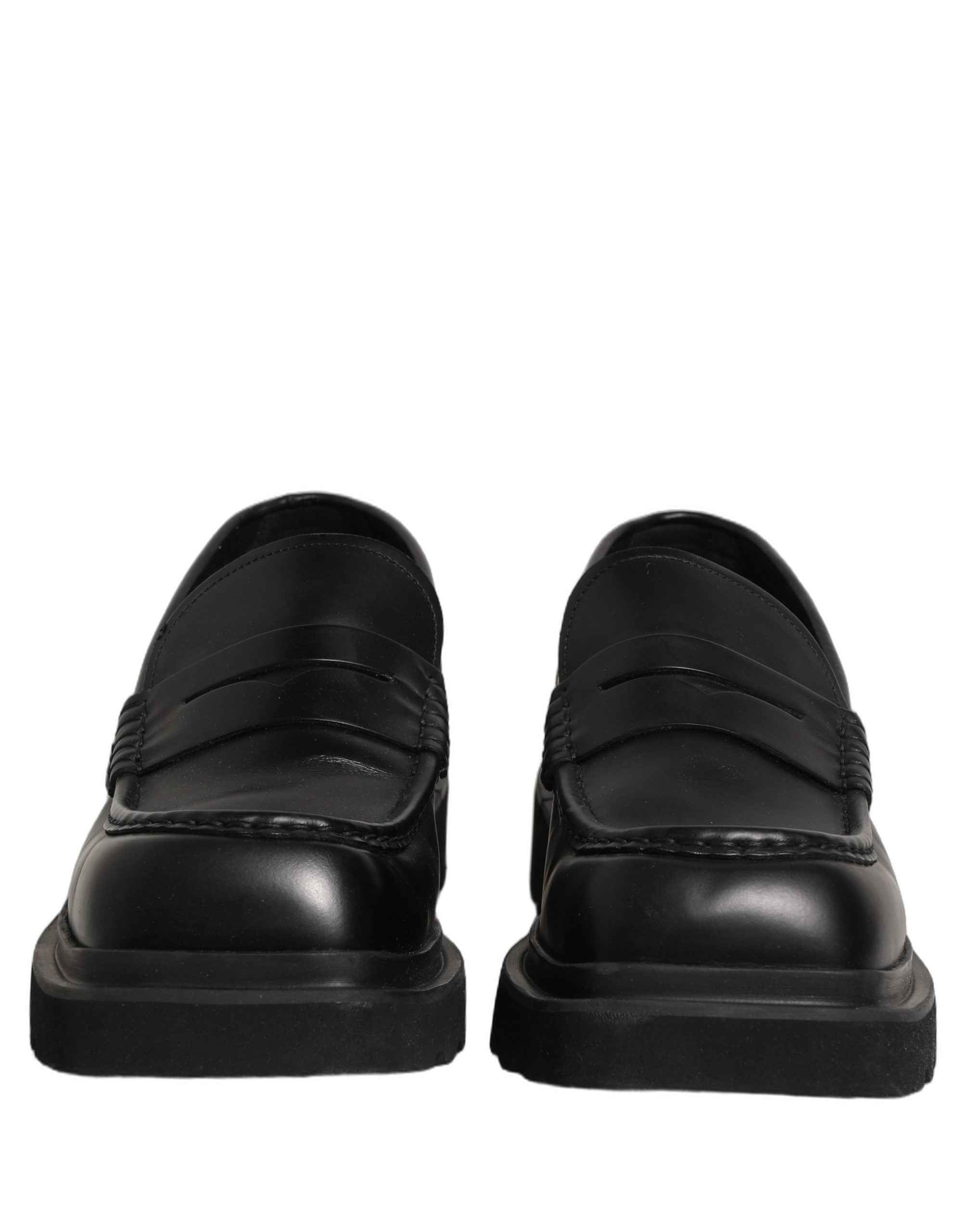 Dolce & Gabbana Black Calfskin Leather Men Dress Loafer Shoes