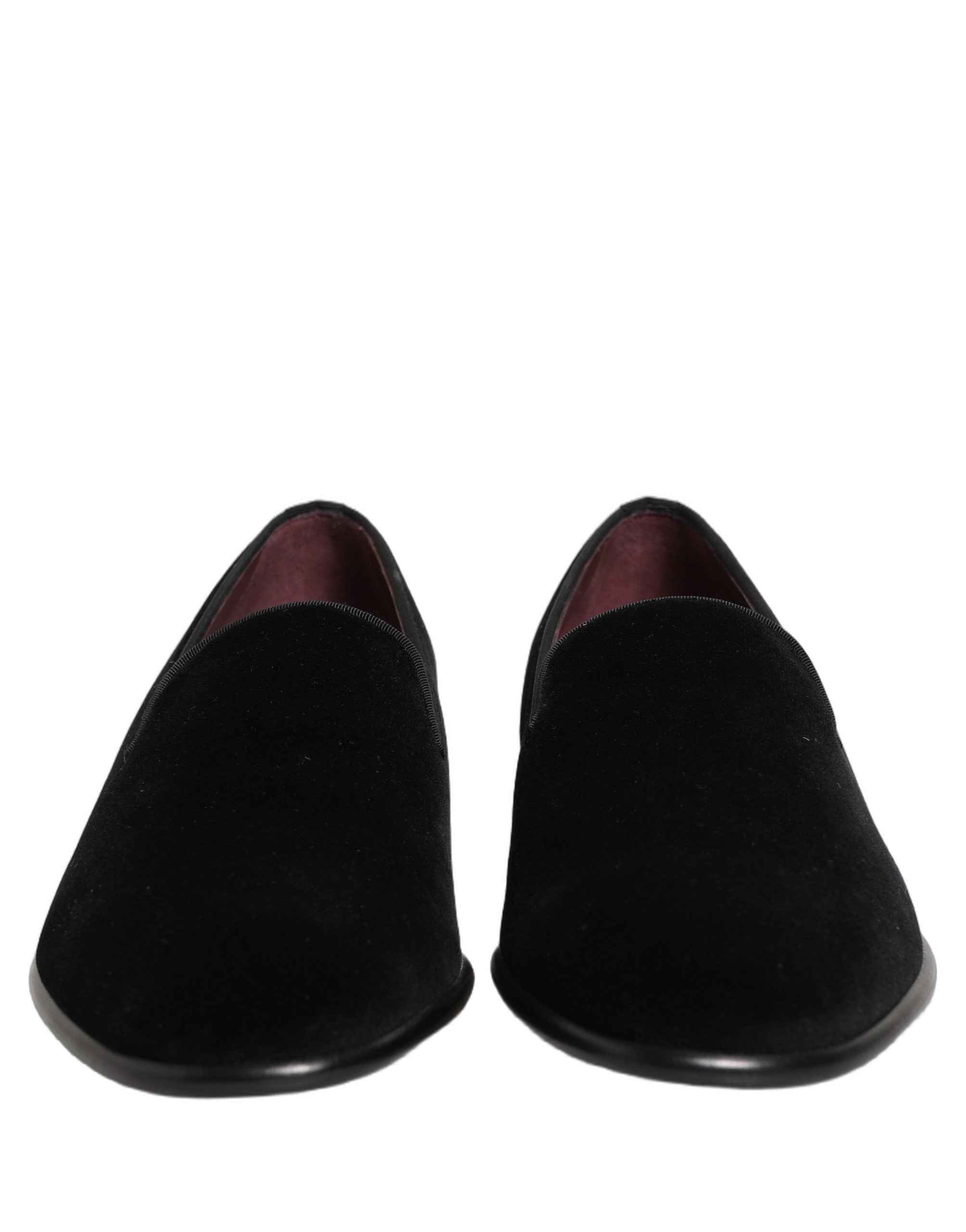 Dolce & Gabbana Black Velvet Loafers Formal Men Dress Shoes
