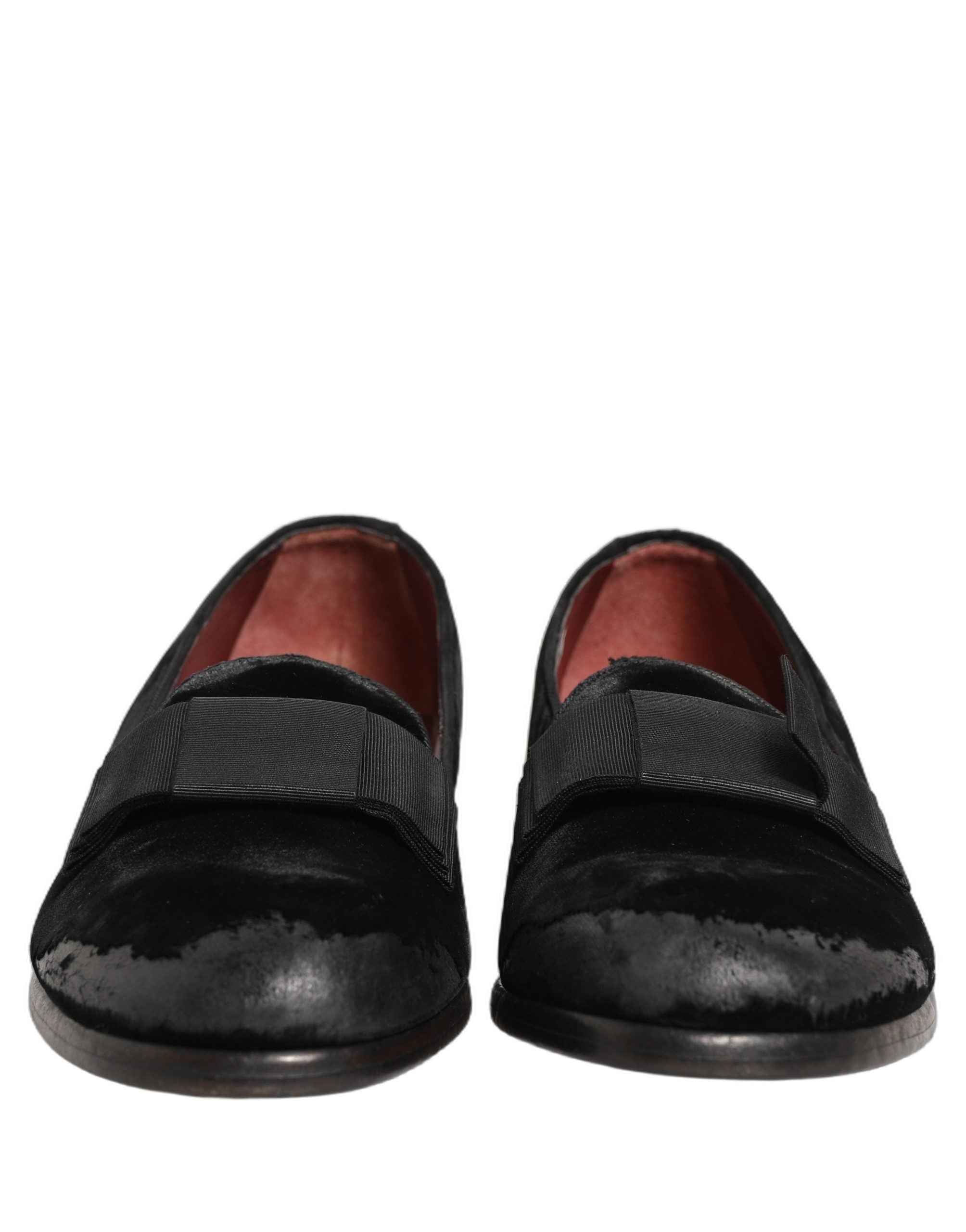 Dolce & Gabbana Black Velvet Loafers Formal Men Dress Shoes