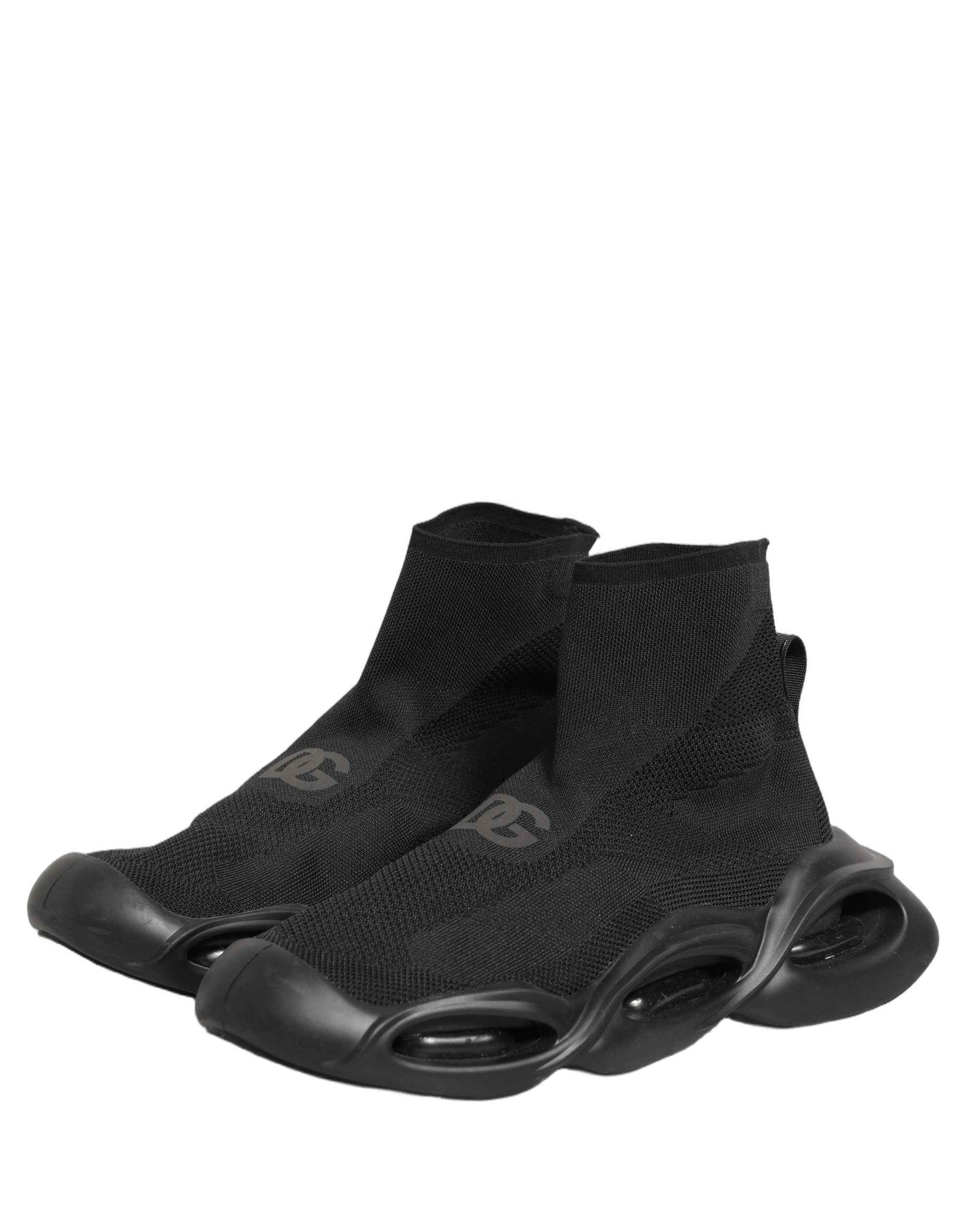 Dolce & Gabbana Black Slip On Wave Socks Men Sneakers Shoes