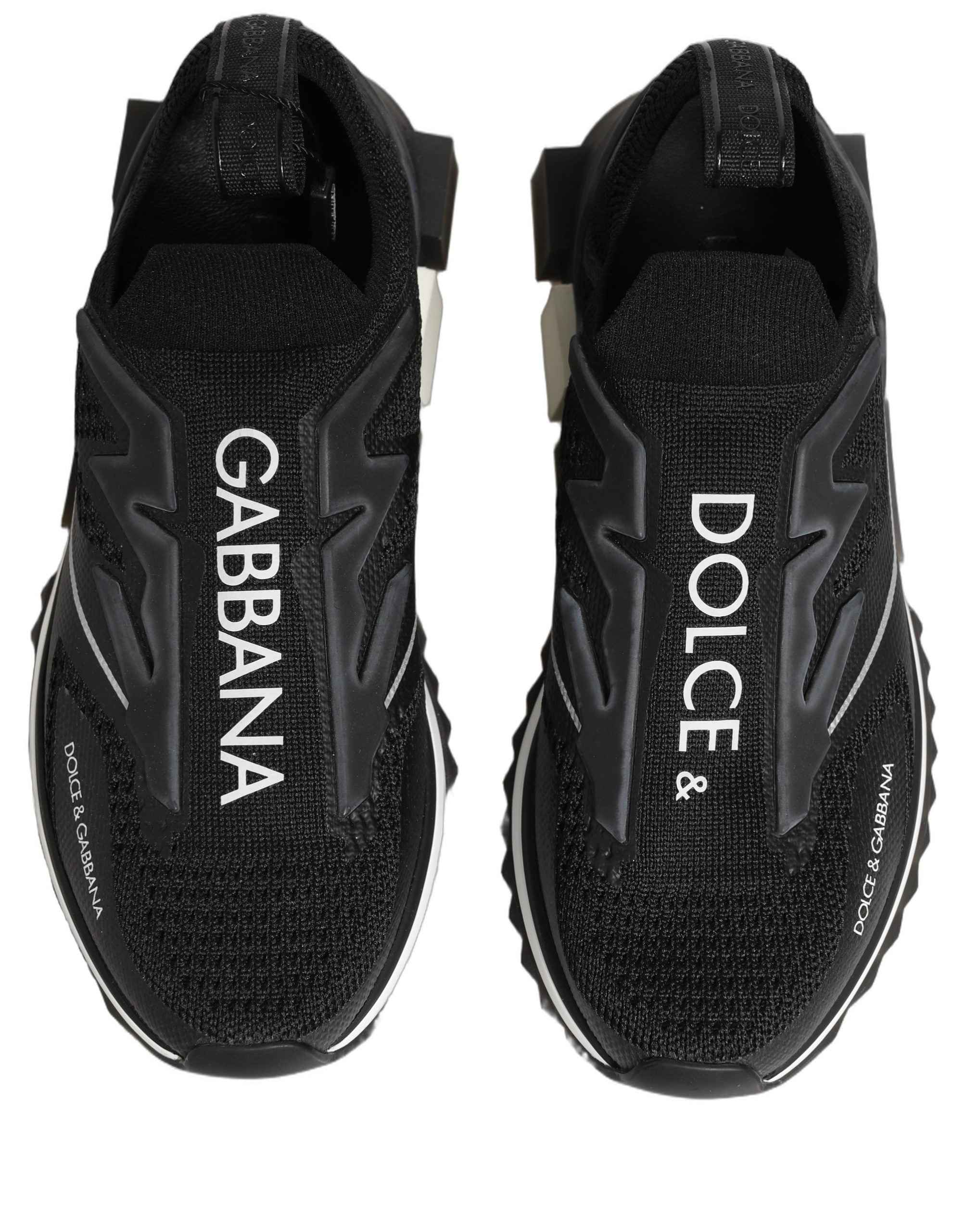 Dolce & Gabbana Black White Sorrento Slip-On Logo Sneakers Shoes