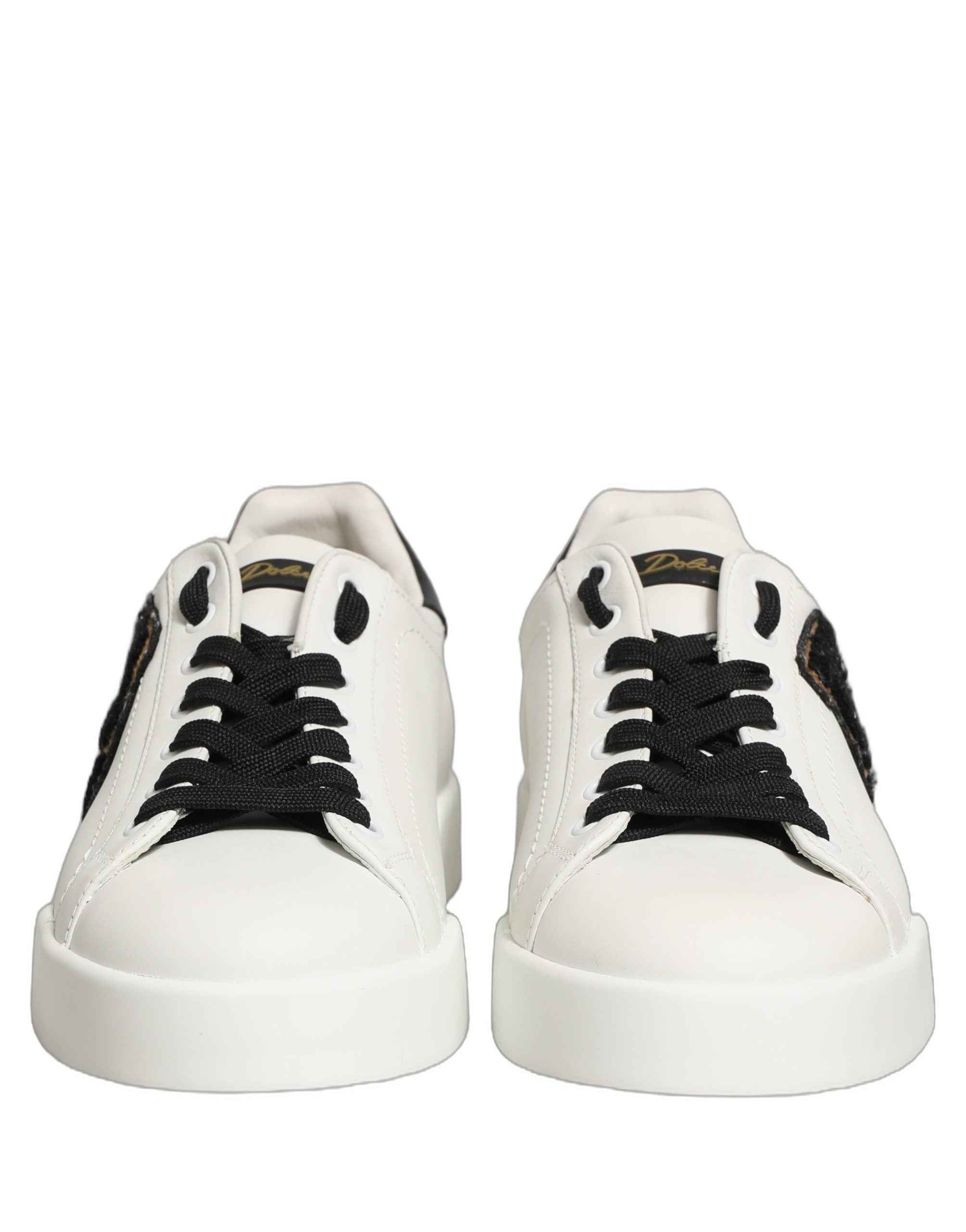 Dolce & Gabbana White Leather DG Logo Low Top Sneakers Shoes
