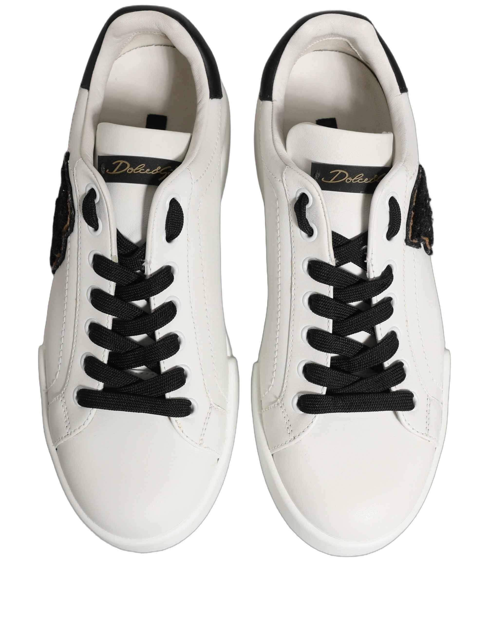 Dolce & Gabbana White Leather DG Logo Low Top Sneakers Shoes