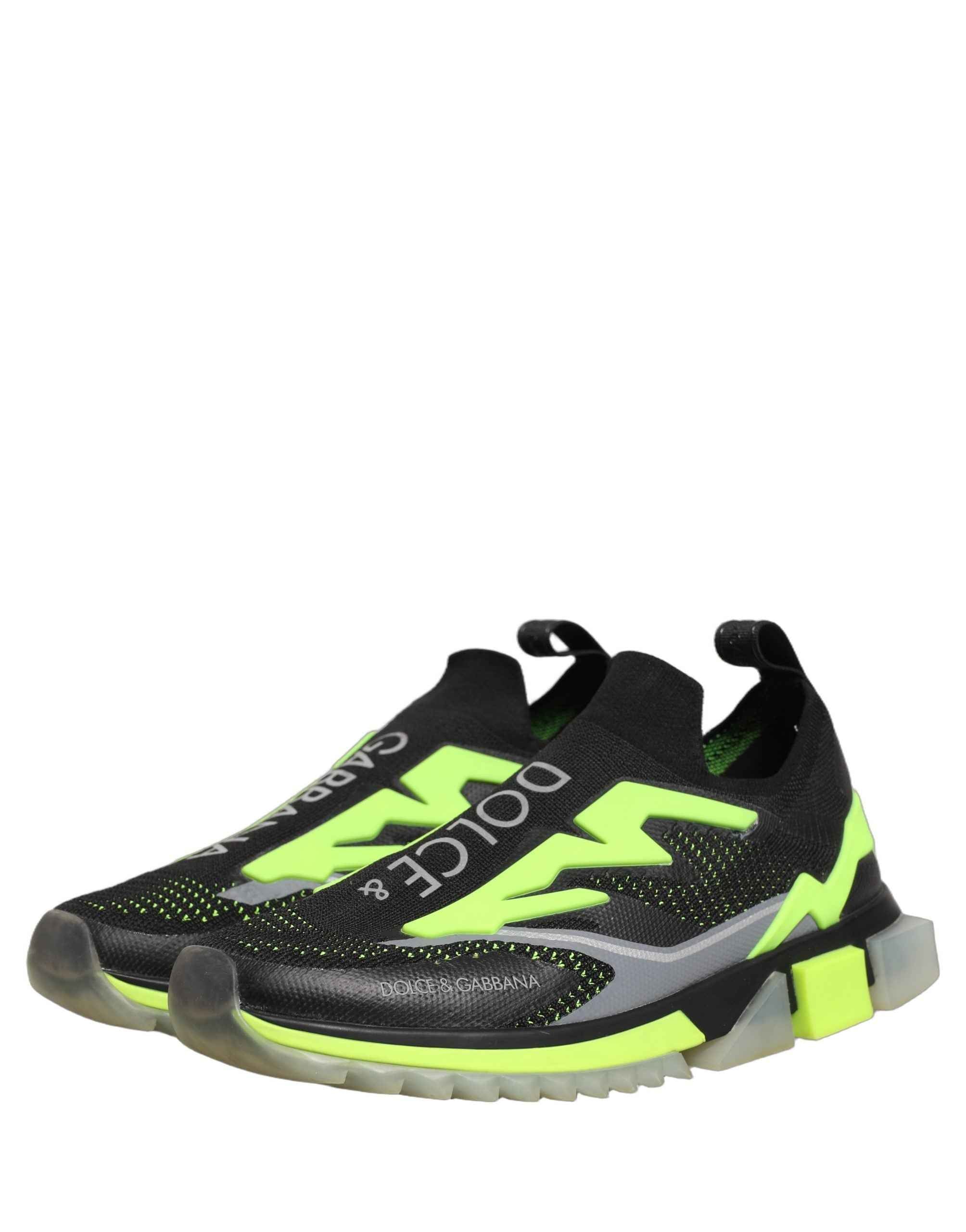 Dolce & Gabbana Black Green Sorrento Low Top Sneakers Shoes