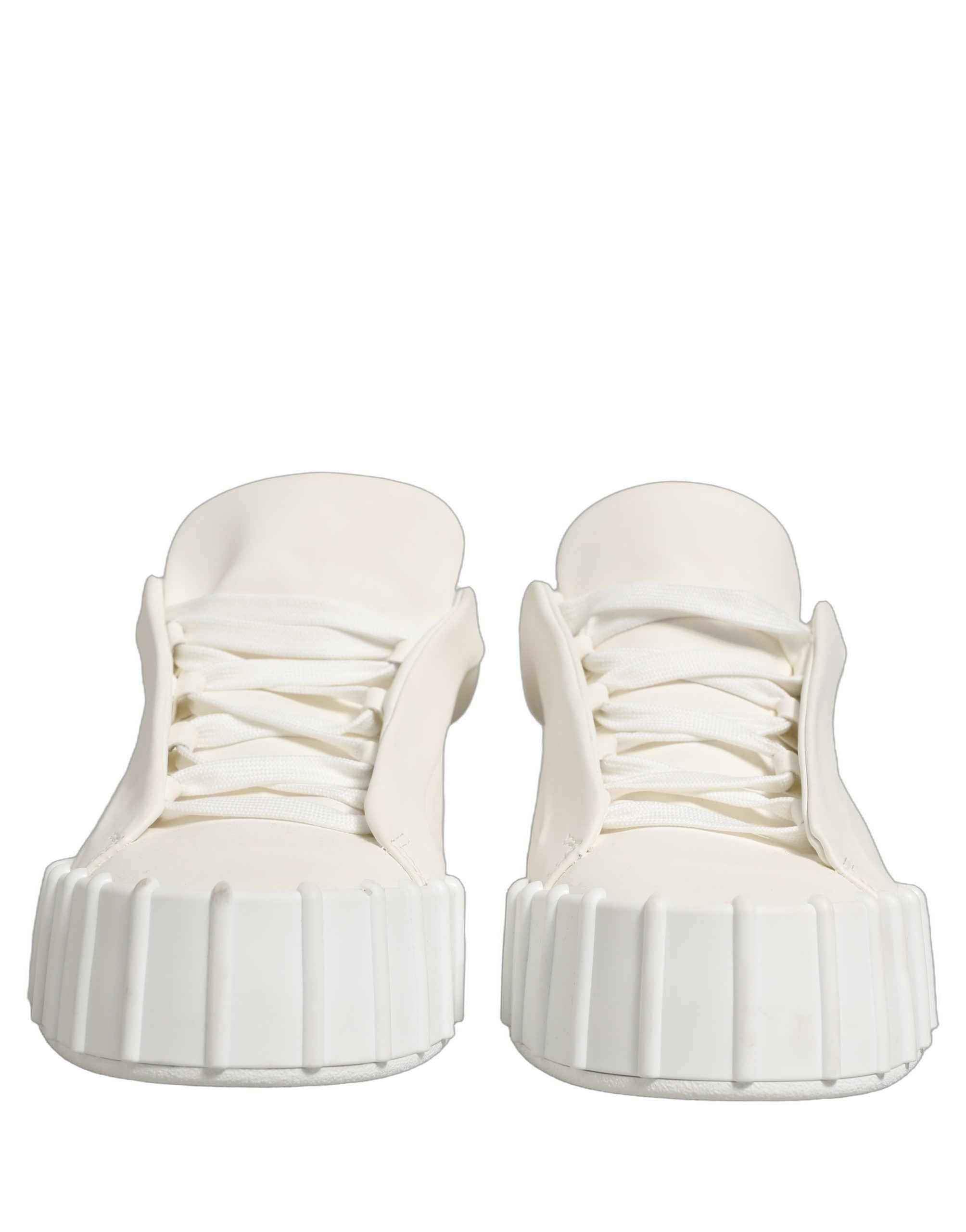 Dolce & Gabbana White Leather Low Top Lace Up Sneakers Shoes