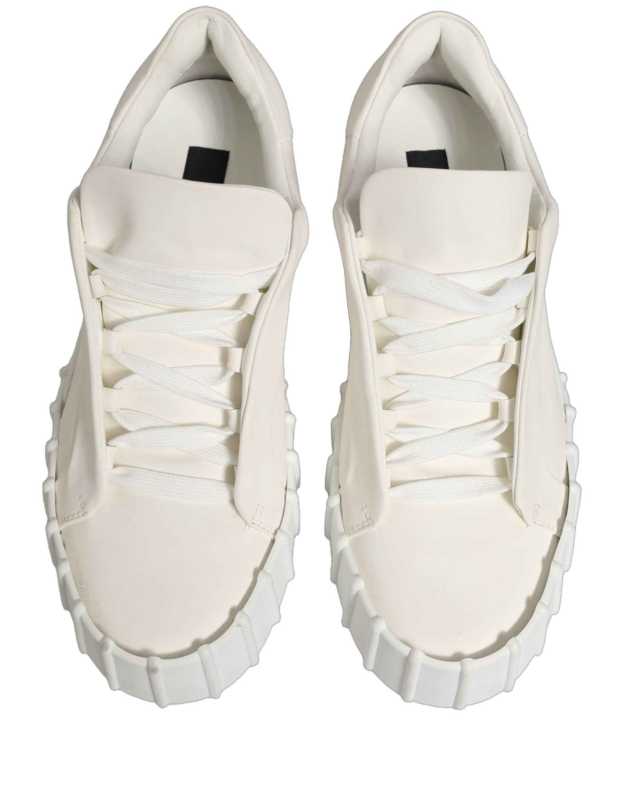 Dolce & Gabbana White Leather Low Top Lace Up Sneakers Shoes