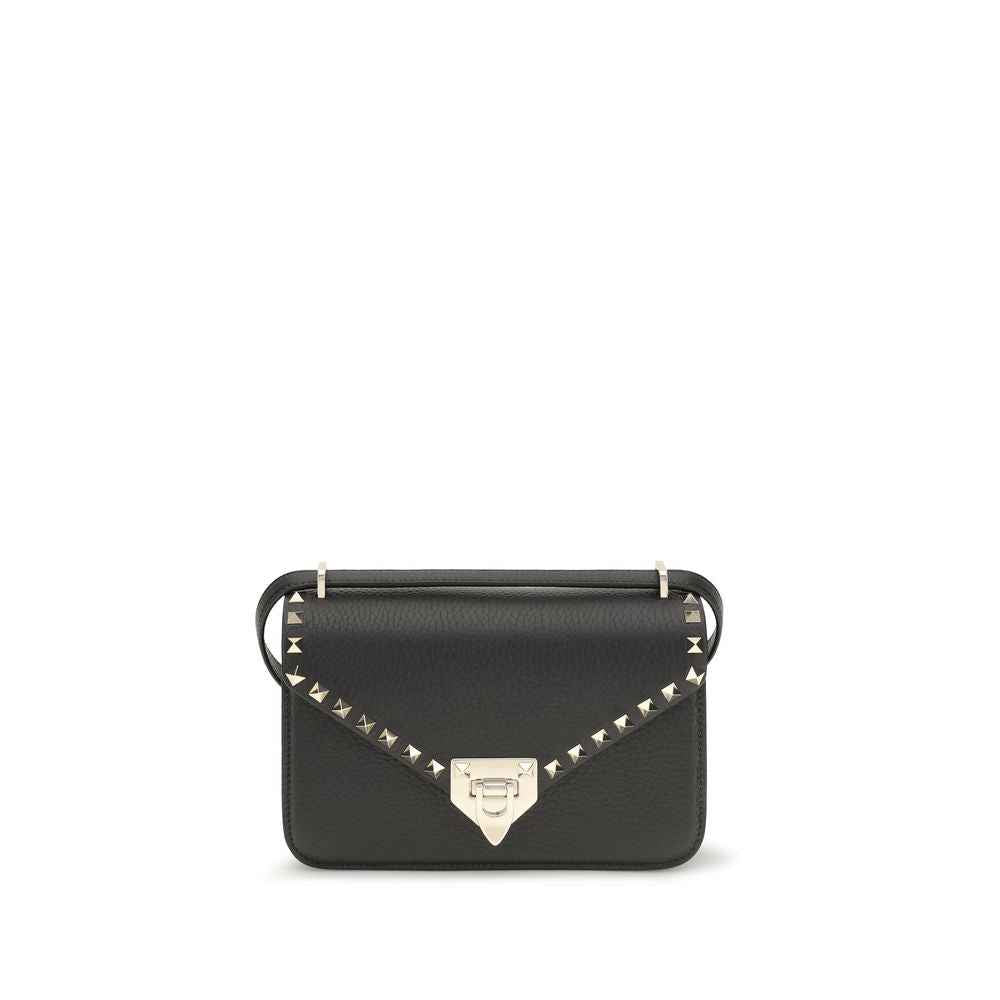 Valentino Garavani Black Calf Leather Bos Taurus Shoulder Bag