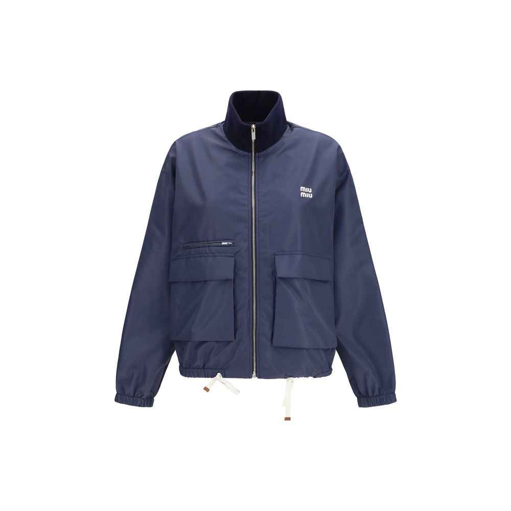 Miu Miu Blue Recycled Polyester Shell Jacket