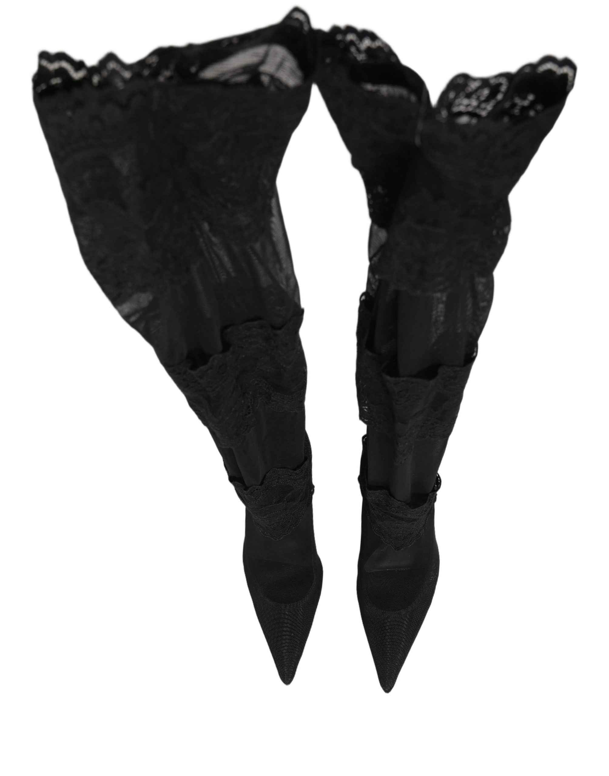 Dolce & Gabbana Black Over The Knee Sock Pumps Boots Shoes