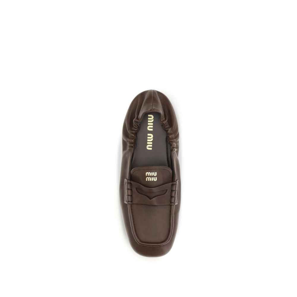 Miu Miu Brown Lamb Ovis Aries Aries Slip-On Loafers