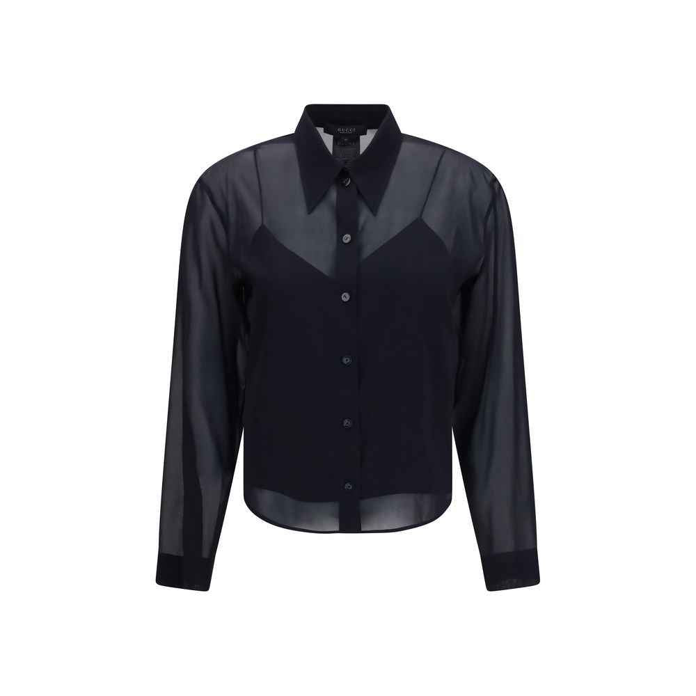 Gucci Black Silk Pattern Shirt