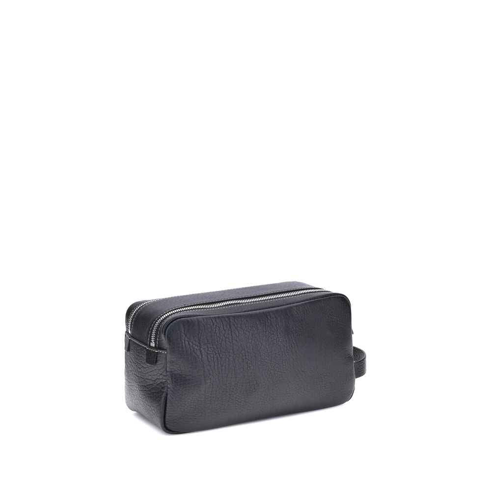 Brunello Cucinelli Black Calf Leather Bos Taurus Airpod Holder