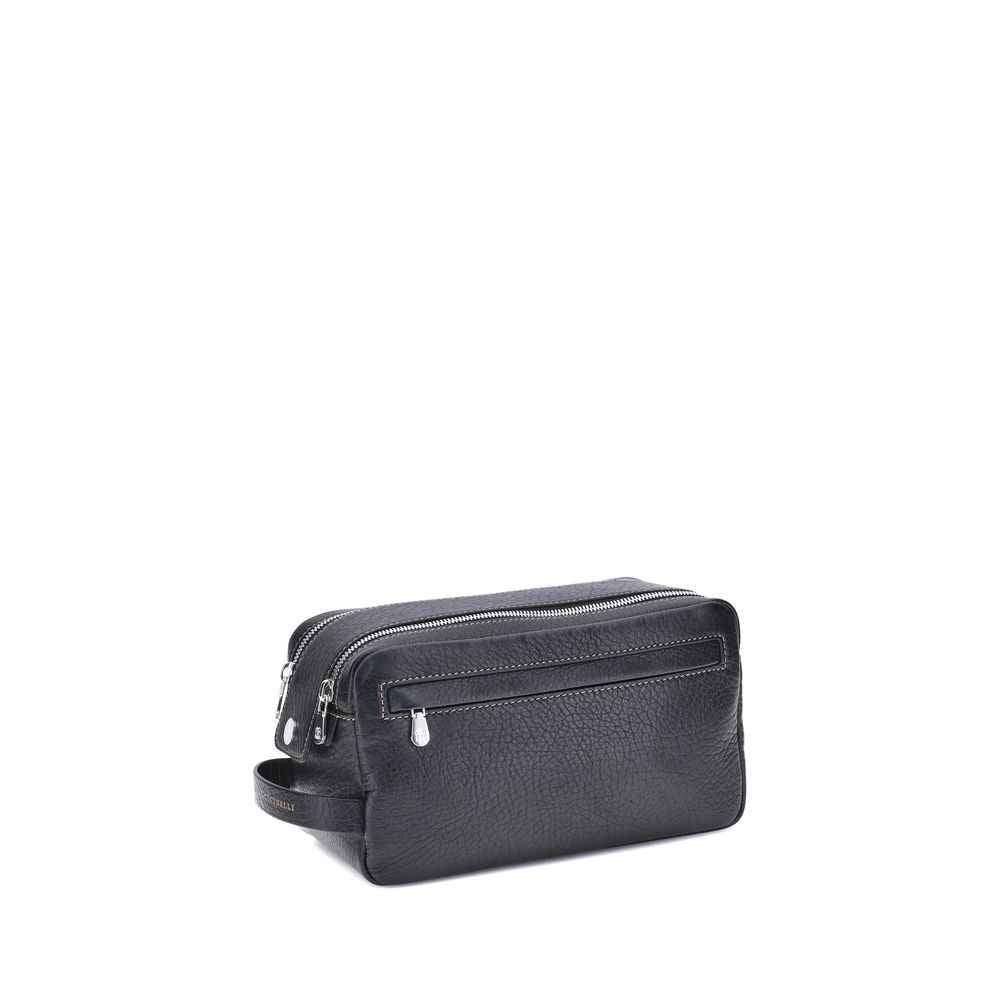Brunello Cucinelli Black Calf Leather Bos Taurus Airpod Holder