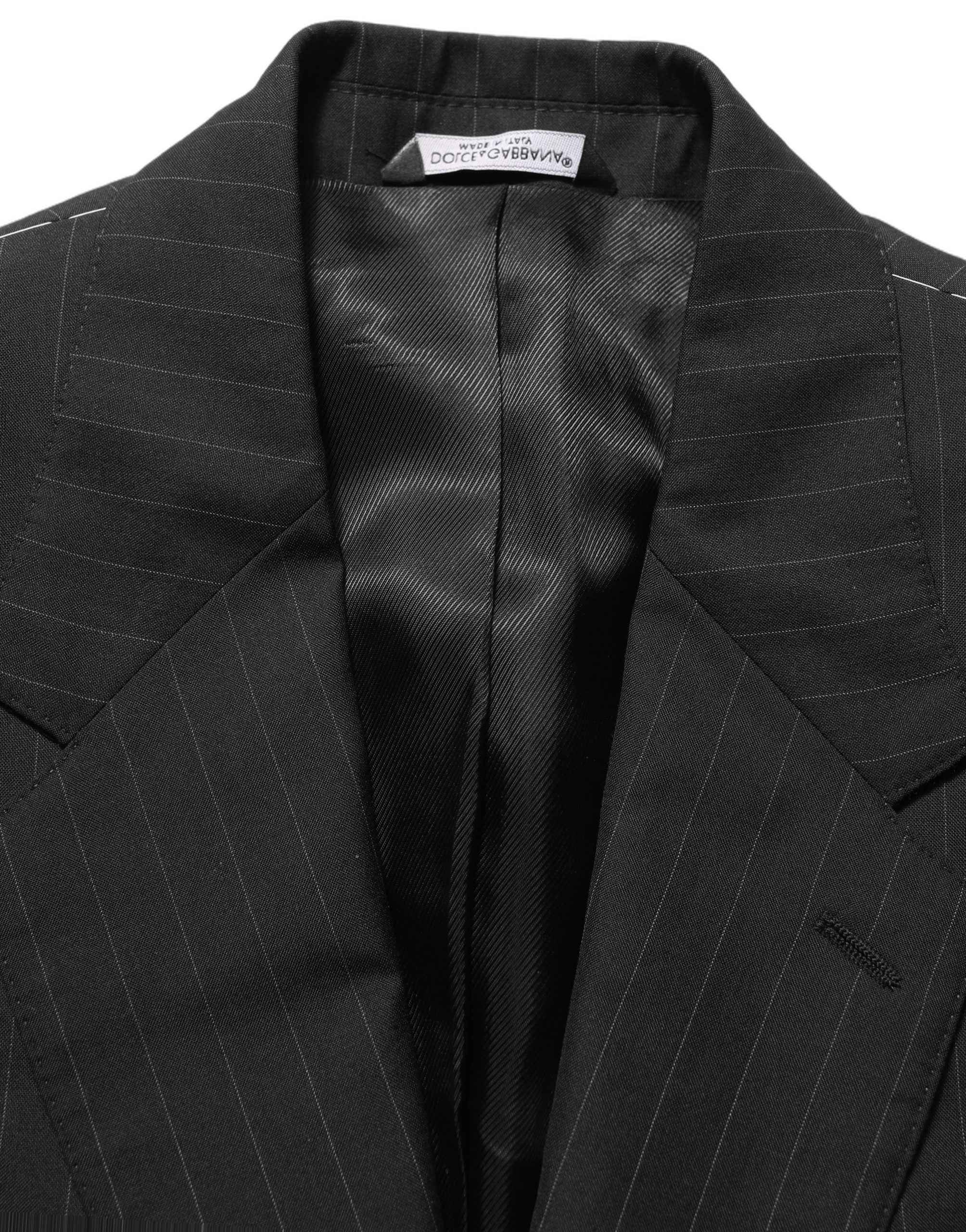 Dolce & Gabbana Black Stripes Wool Single Breasted Blazer
