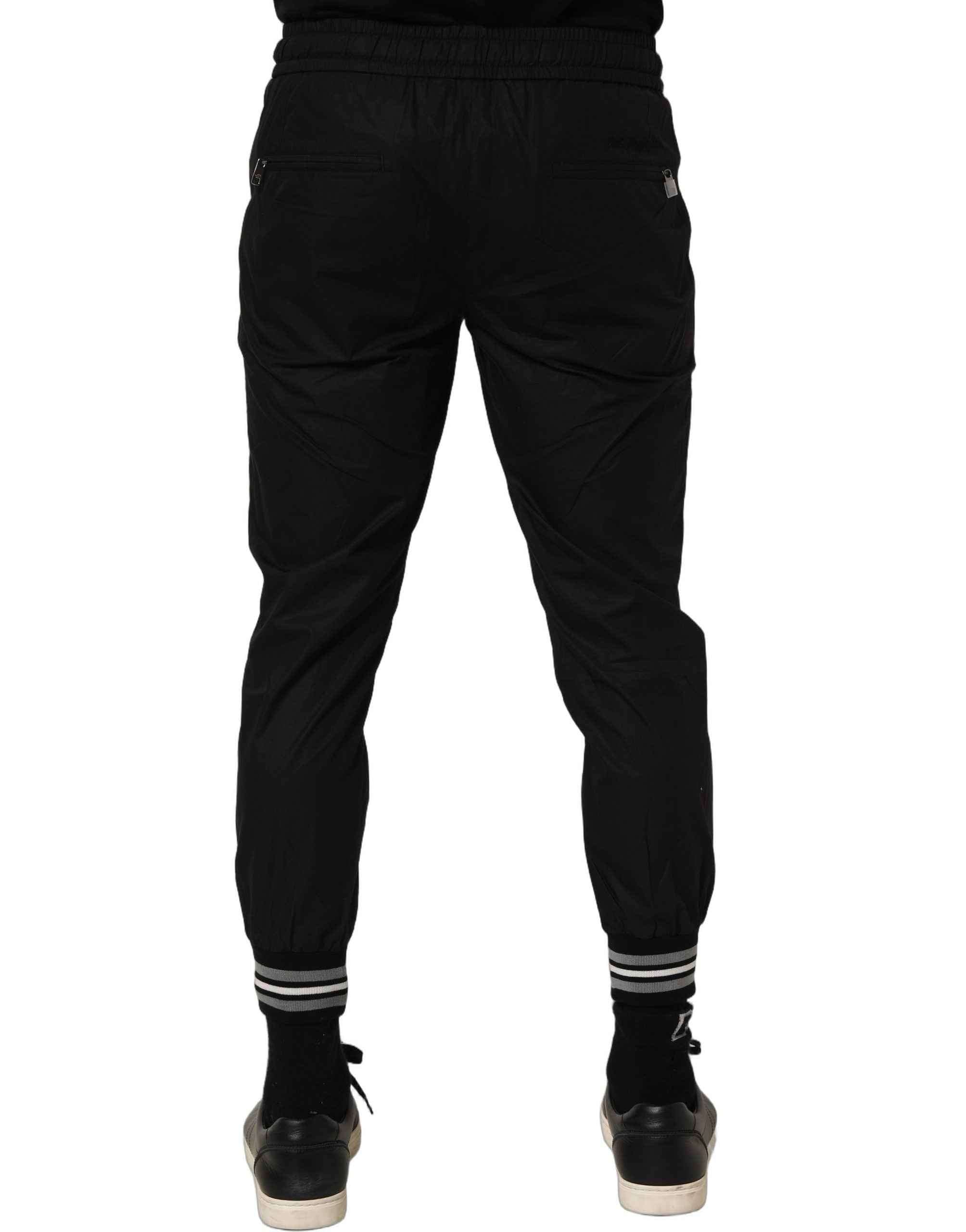 Dolce & Gabbana Black Cotton Mid Waist Jogger Sweatpants Pants