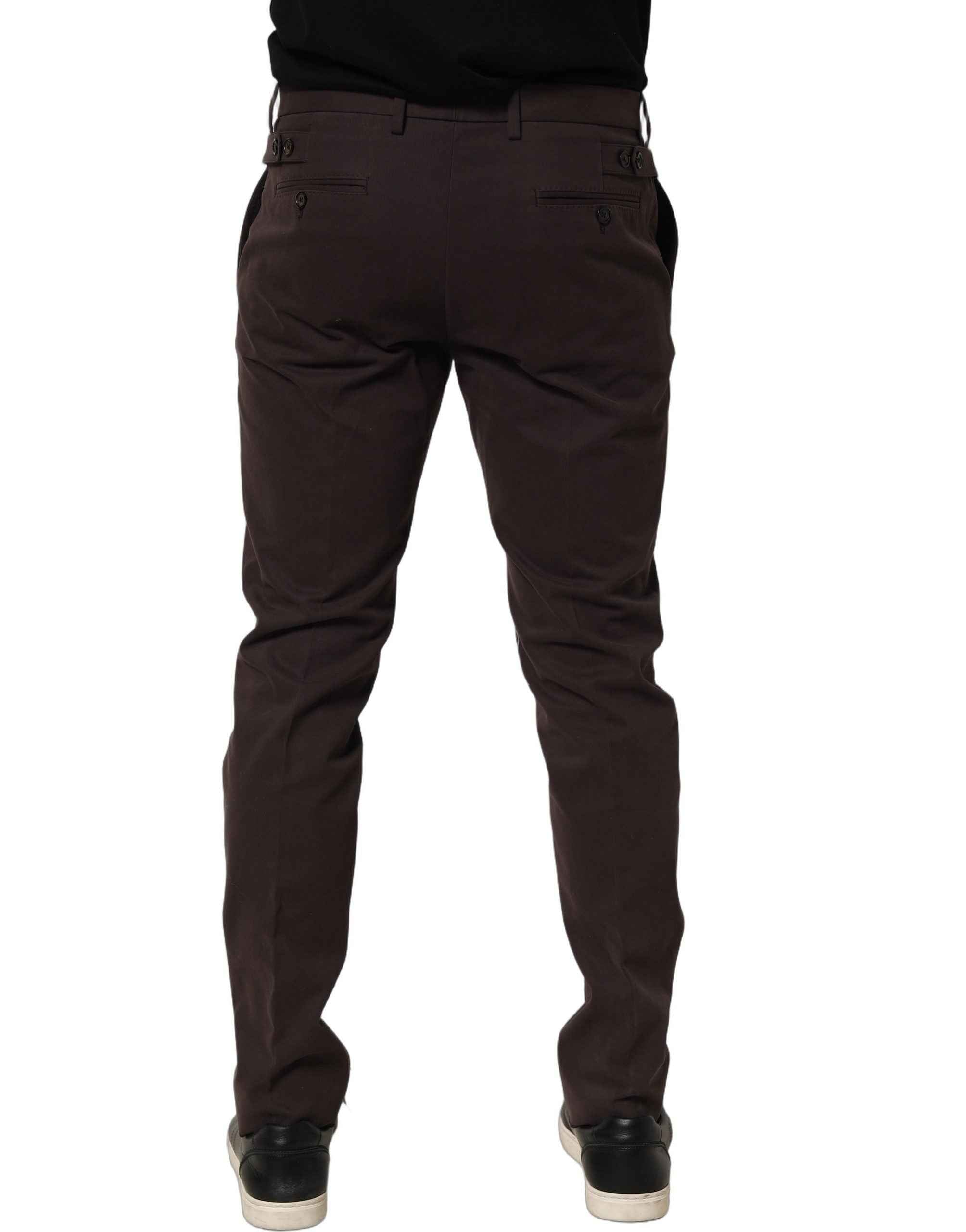 Dolce & Gabbana Brown Cotton Skinny Leg Dress Trouser Pants