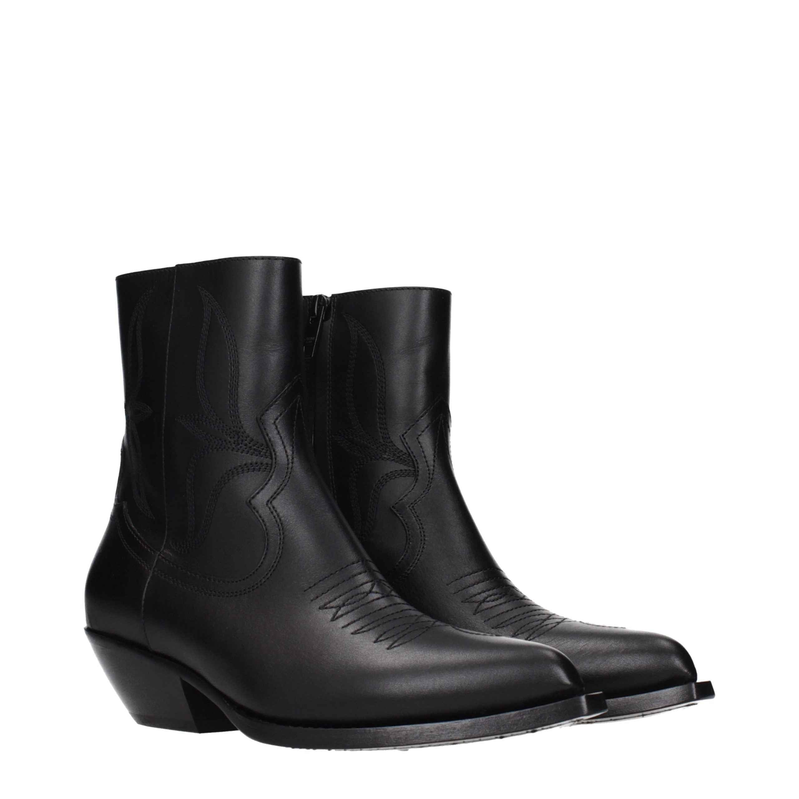 Celine Black Leather Ankle Boots