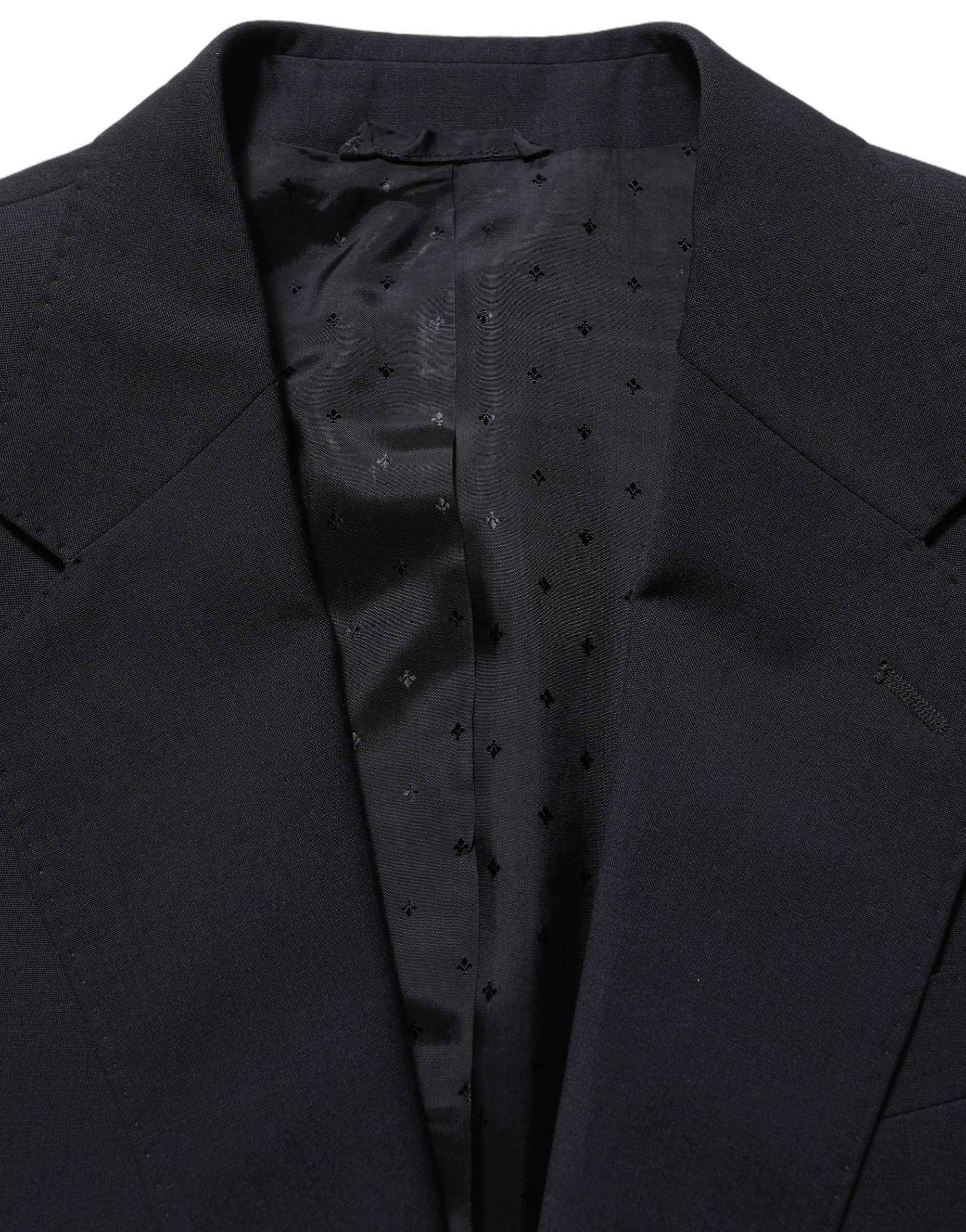Dolce & Gabbana Black Wool Slim Fit Formal 3 Piece Men Suit