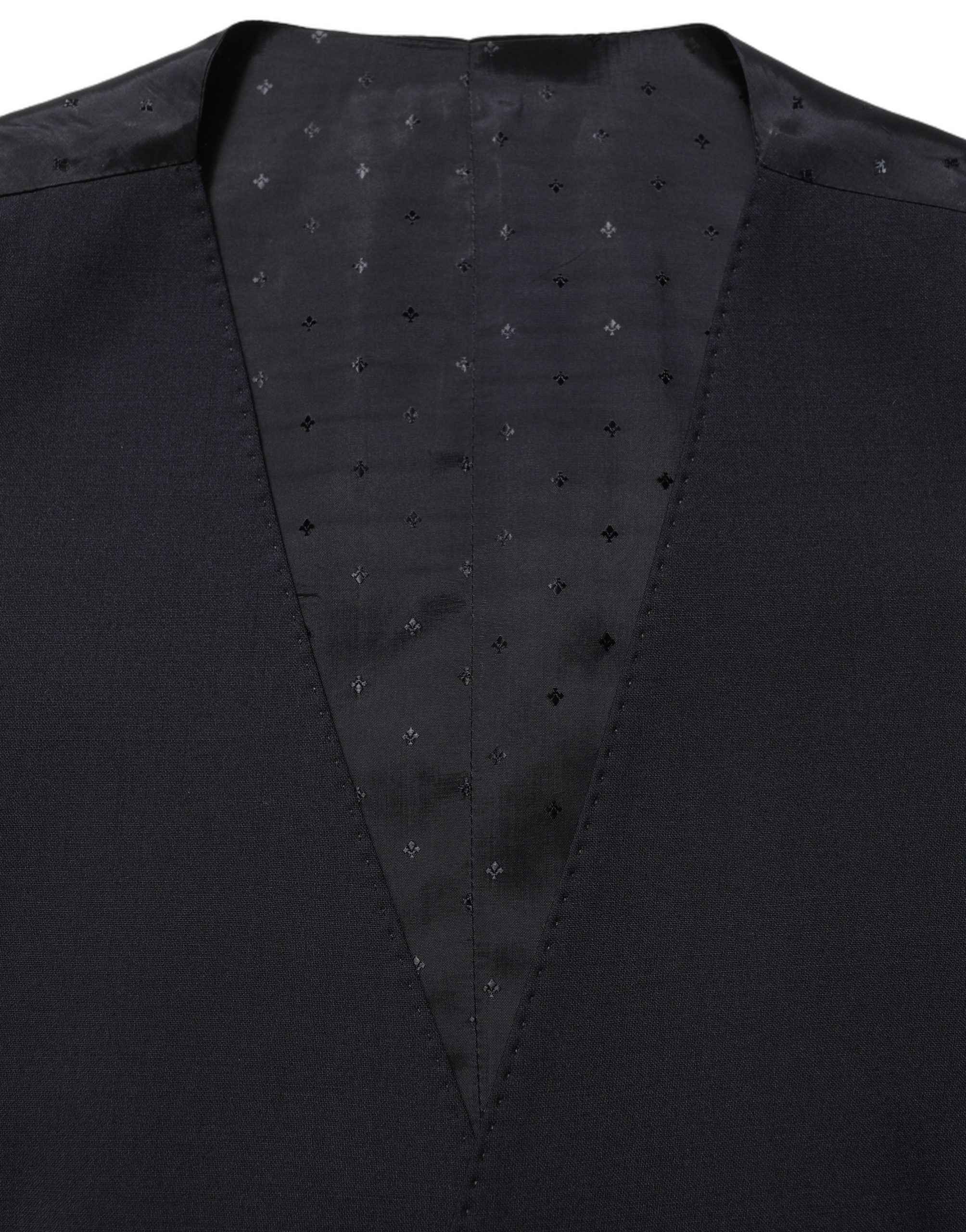 Dolce & Gabbana Black Wool Slim Fit Formal 3 Piece Men Suit