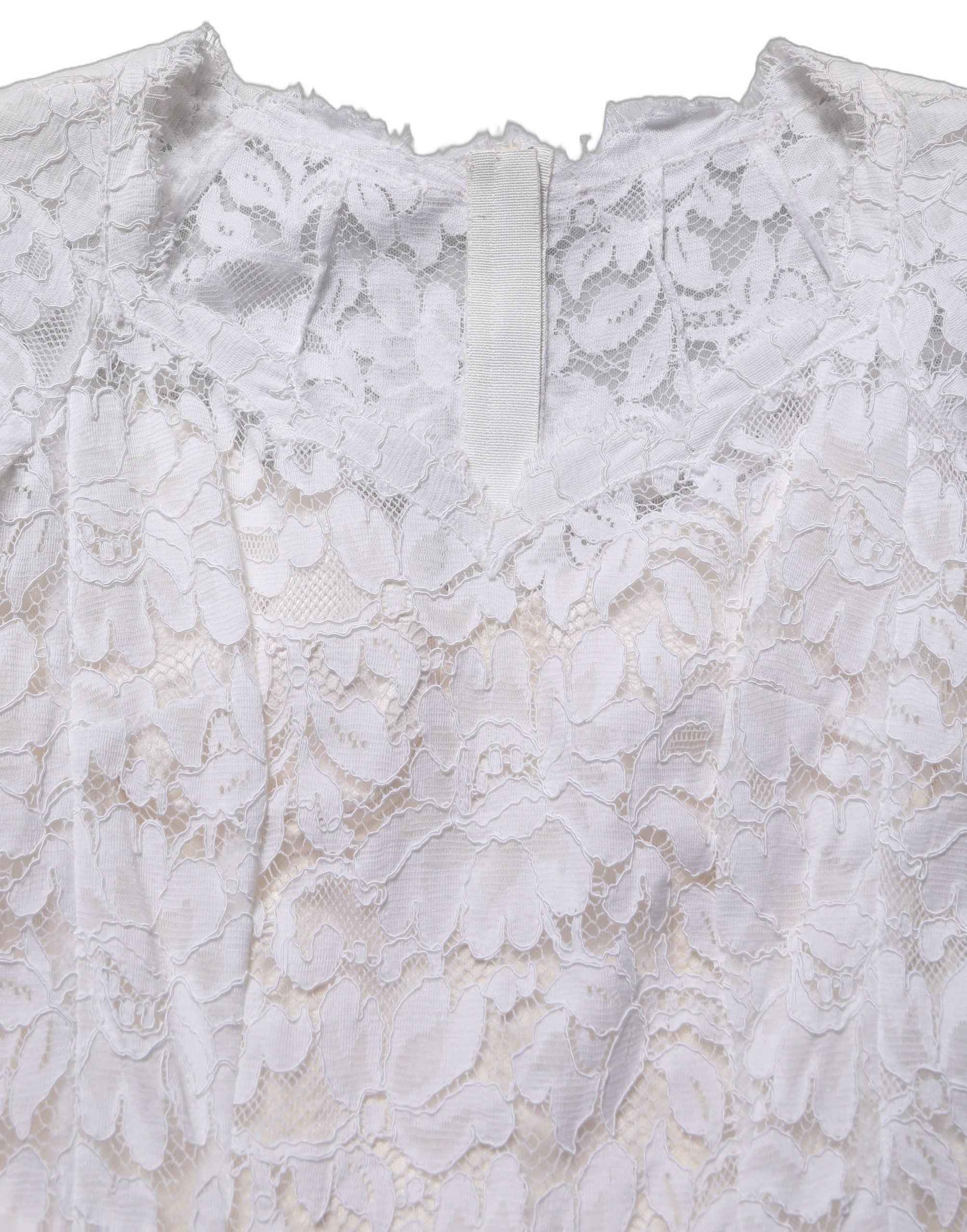 Dolce & Gabbana White Floral Lace Mermaid Long Gown Dress
