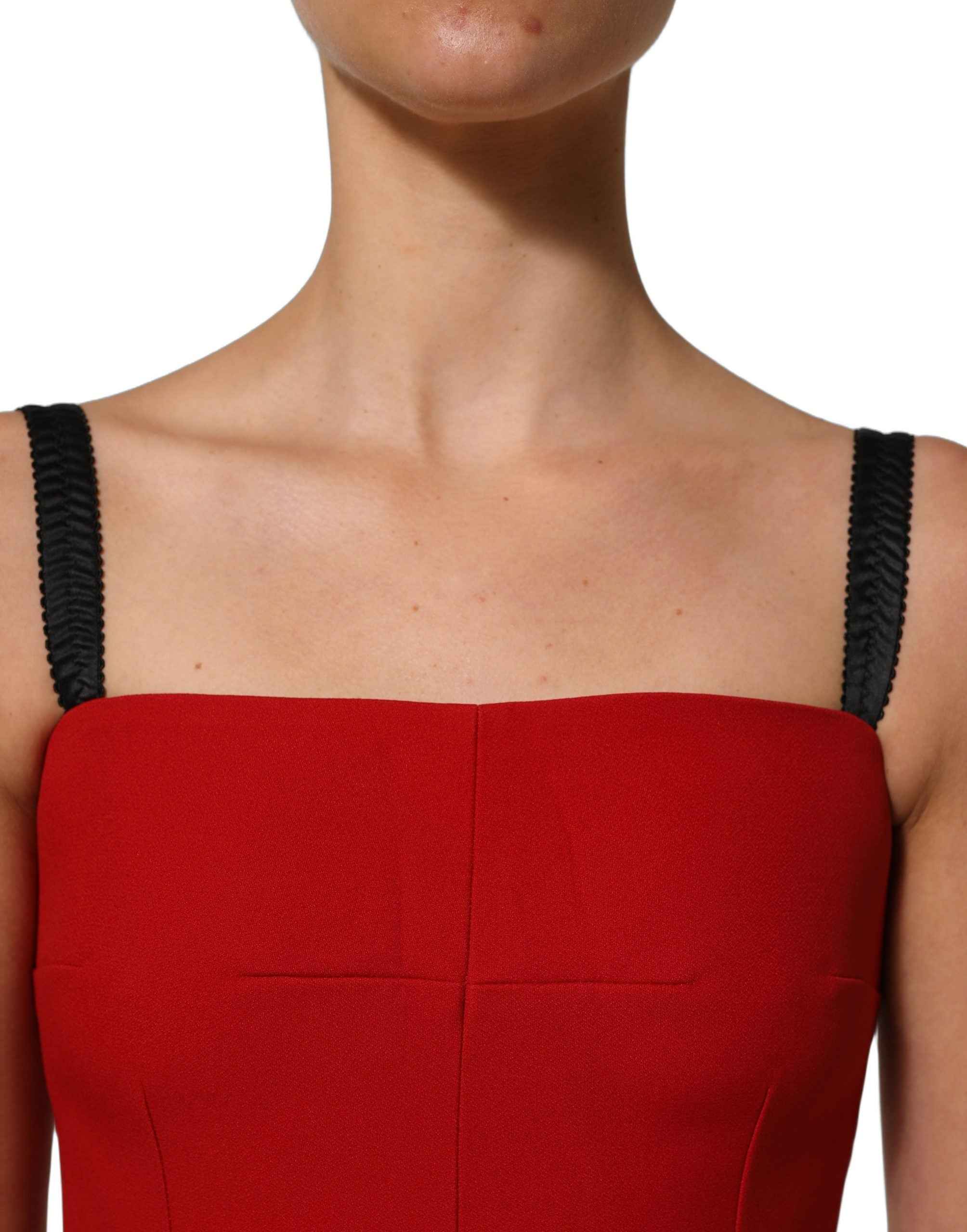 Dolce & Gabbana Red Stretch Bodycon Sheath Knee Length Dress