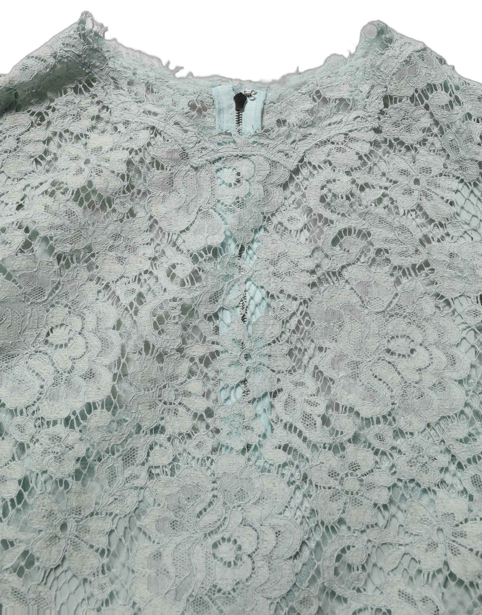 Dolce & Gabbana Mint Green Lace Sleeveless Knee Length Dress