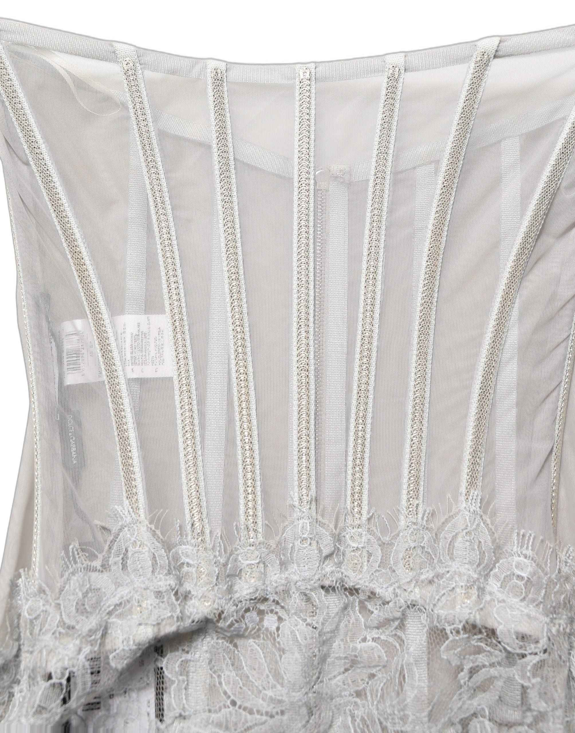 Dolce & Gabbana Gray Lace Corset Style Bodice Maxi Dress