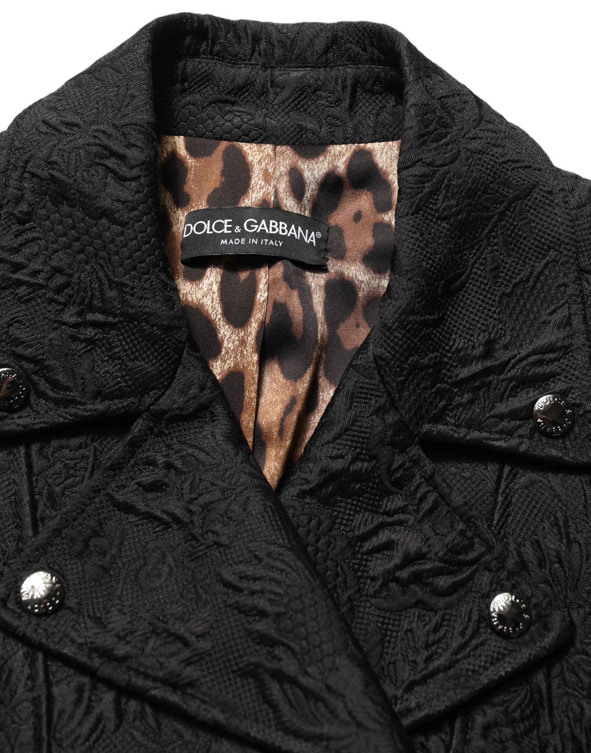 Dolce & Gabbana Black Floral Brocade Biker Blouson Jacket