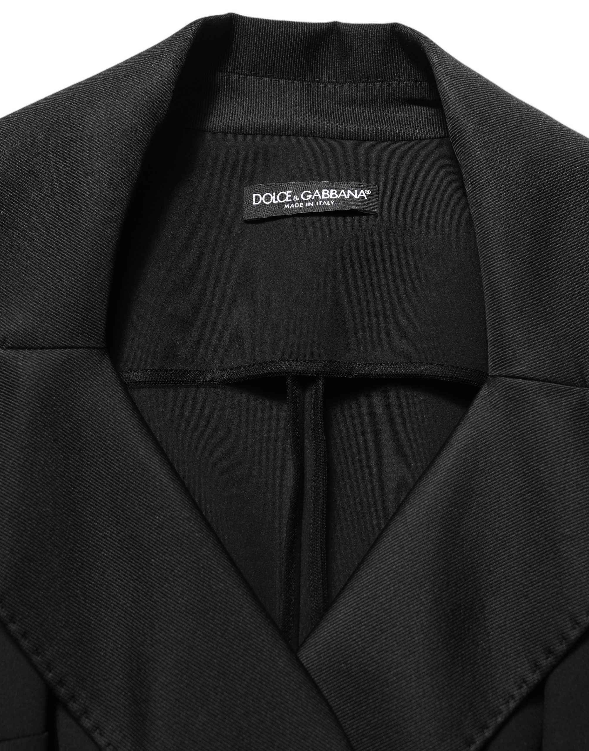 Dolce & Gabbana Black Nylon Double Breasted Coat Jacket