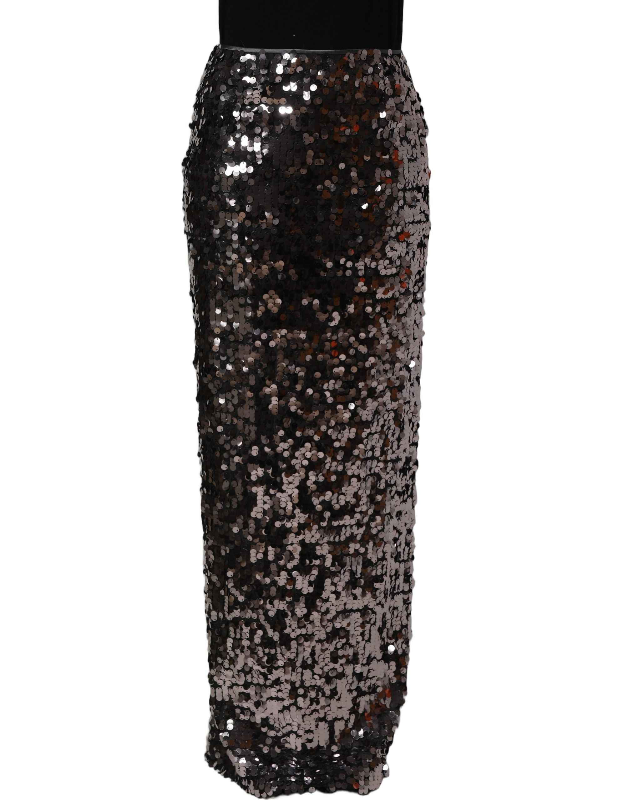 Dolce & Gabbana Brown Sequinned Embellished PencilCut Skirt