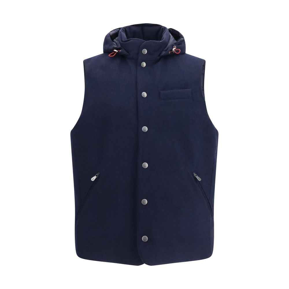 Brunello Cucinelli Blue Wool Oves Aries Sleeveless Jacket