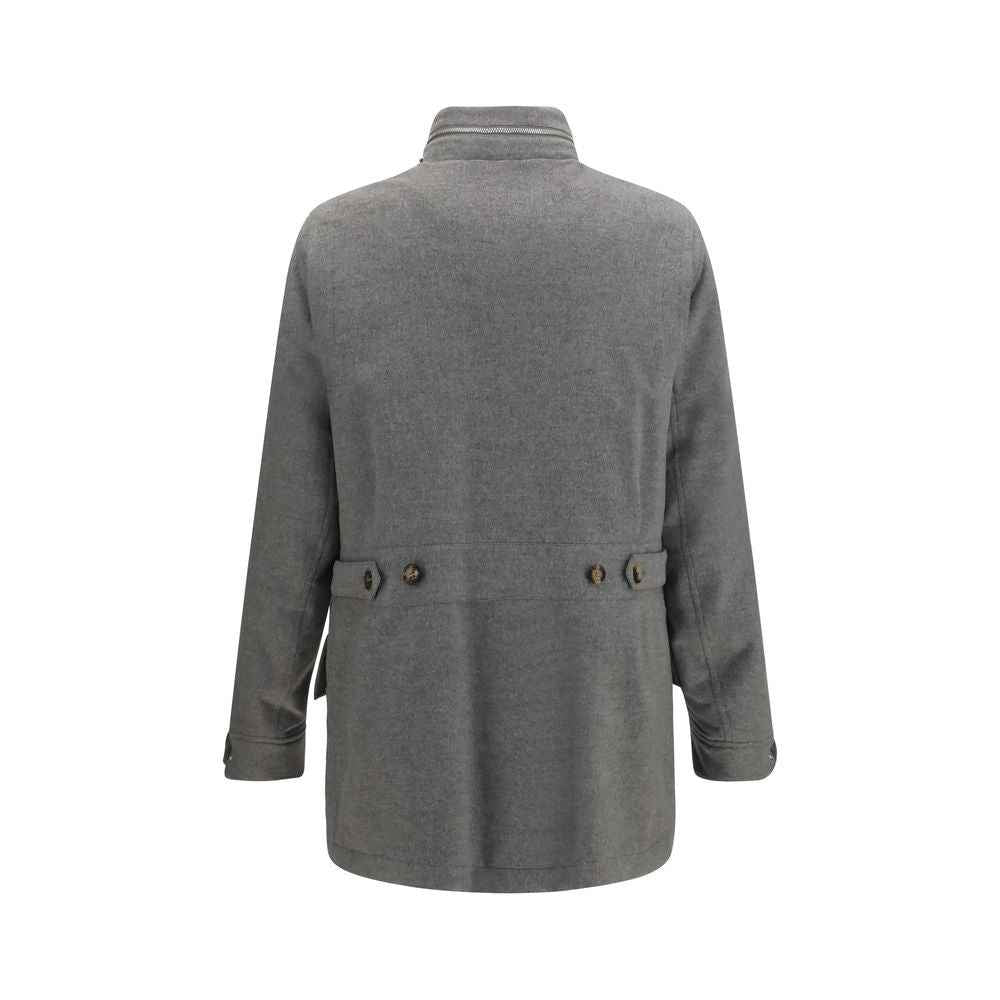Brunello Cucinelli Gray Cashmere Full-Length Jacket