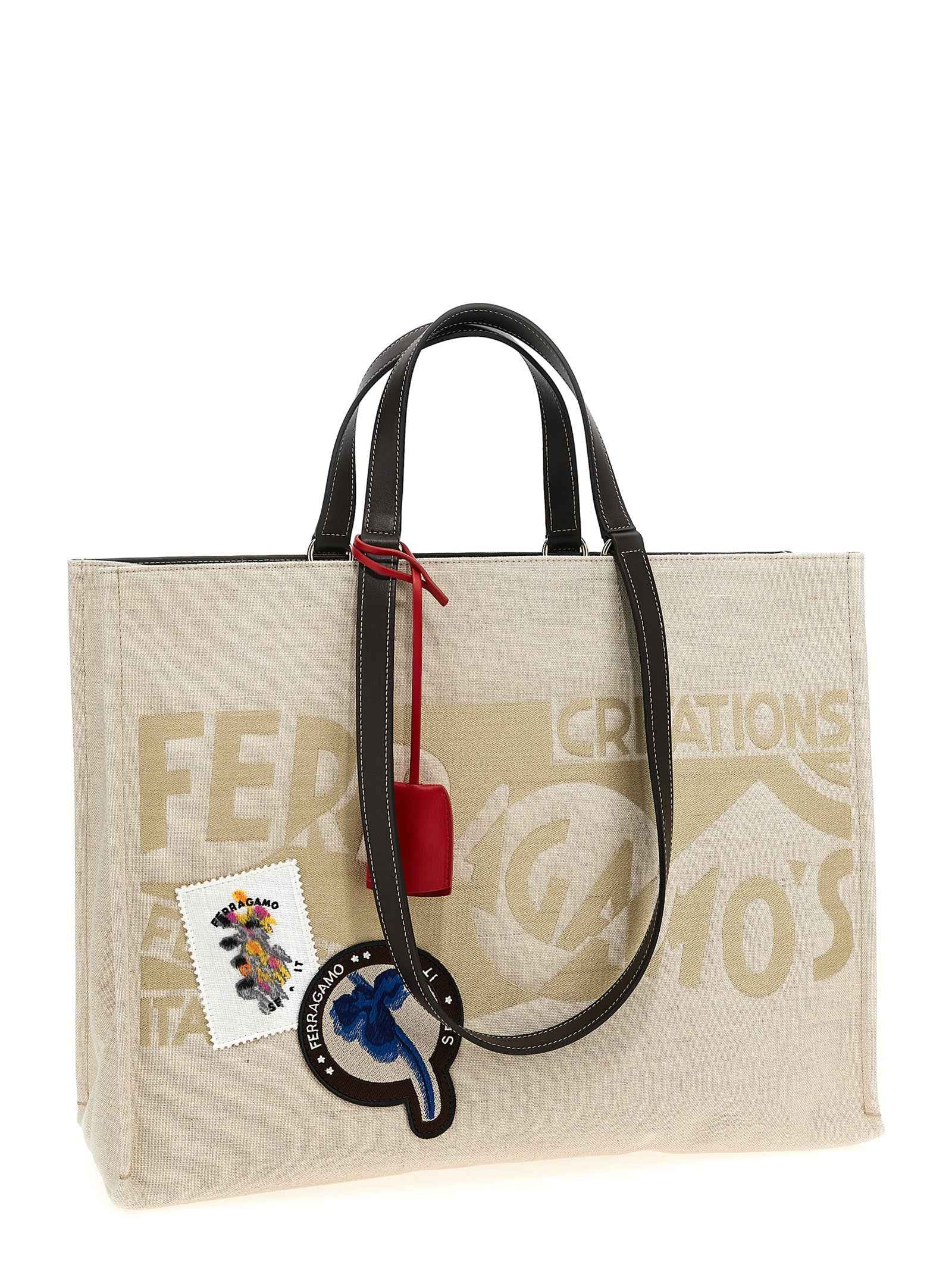 Ferragamo Beige Fabric Tote Bag