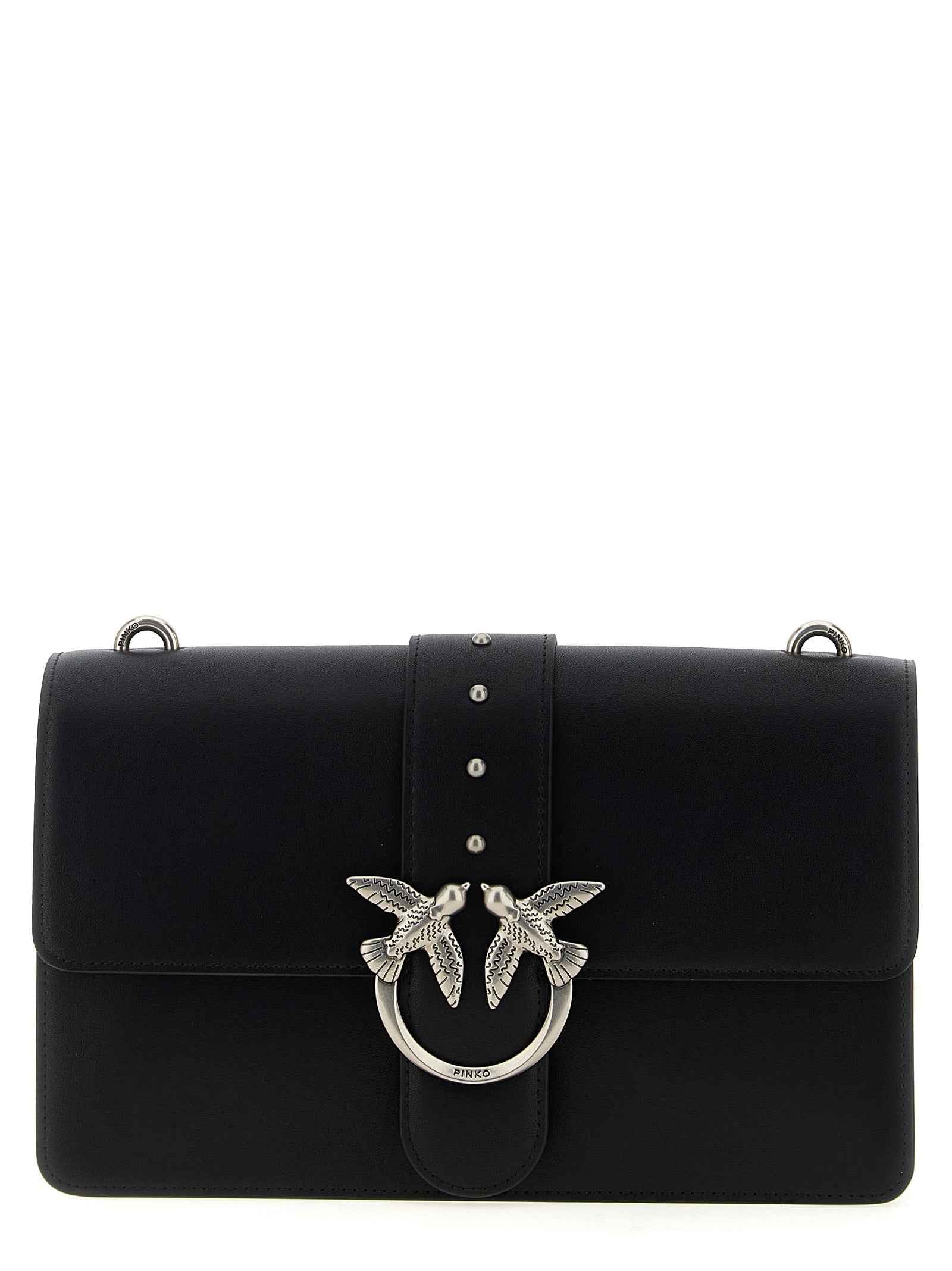 PINKO Black Goatskin Crossbody Bag