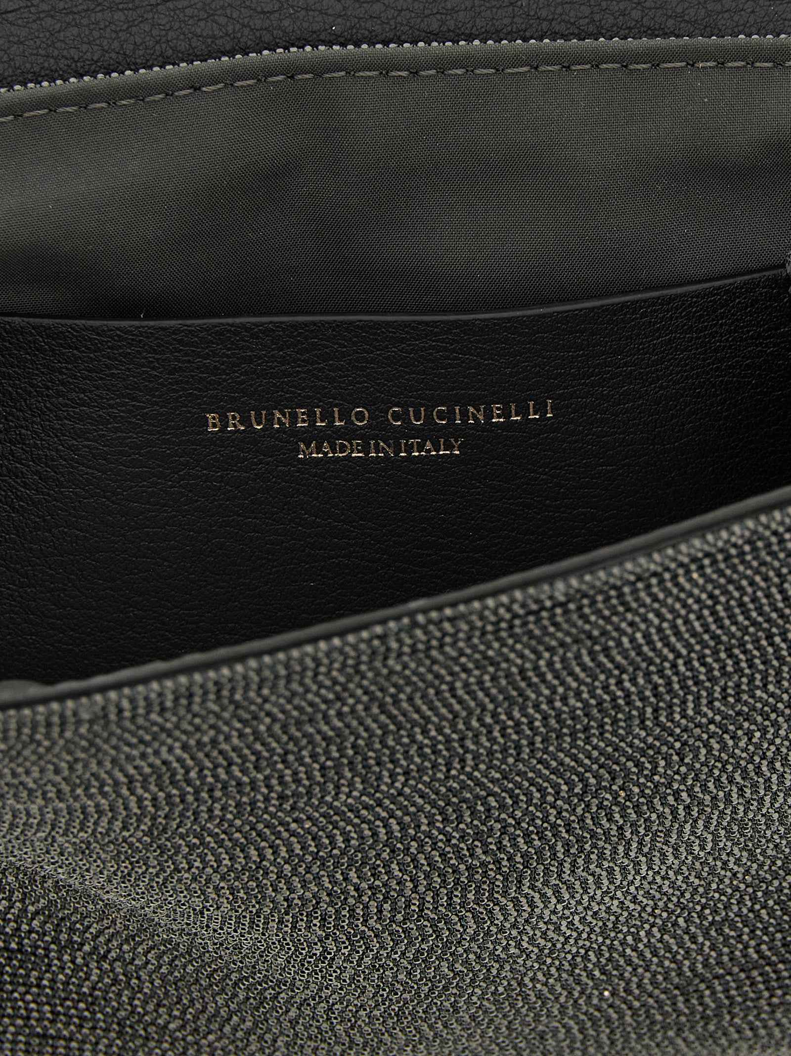 Brunello Cucinelli Black Leather Clutch Bag